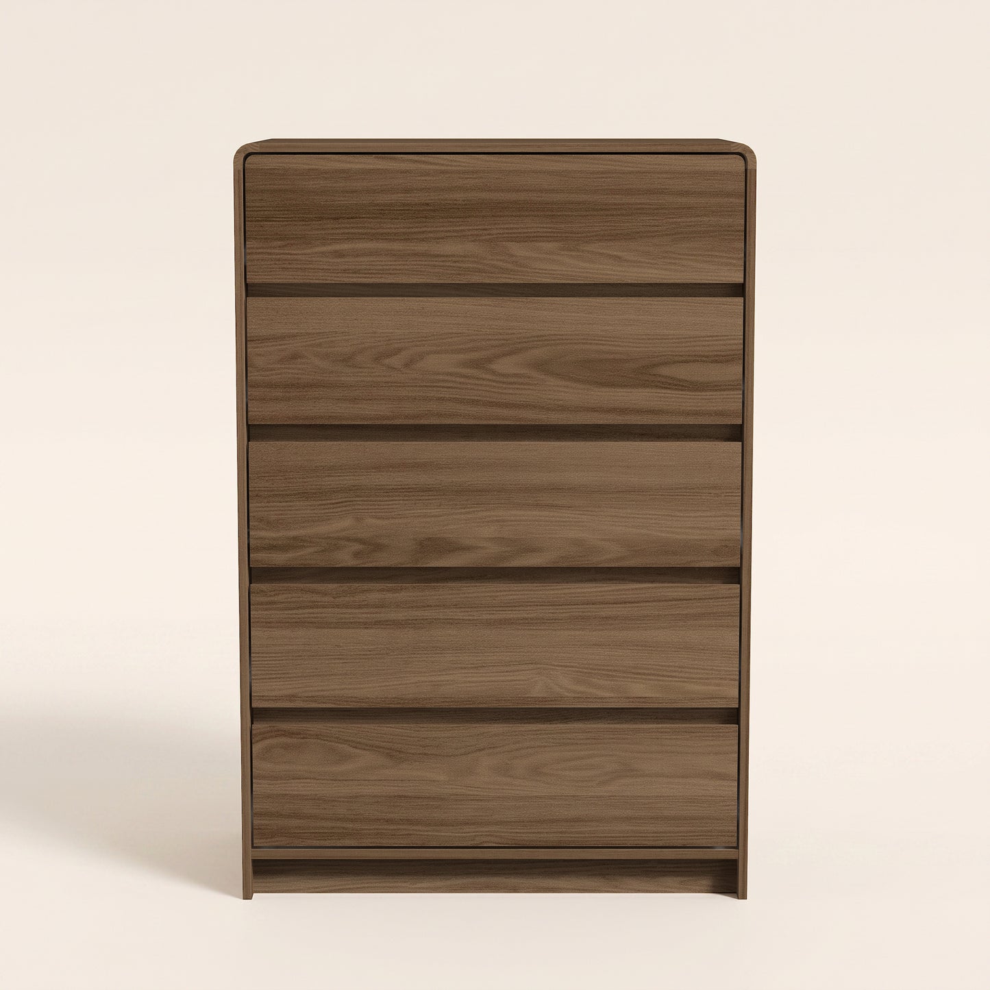 5-Drawer Chest with Rounded Corners, 1-Piece, Umber Oak