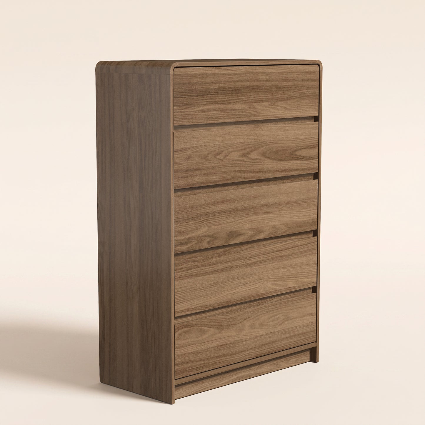 5-Drawer Chest with Rounded Corners, 1-Piece, Umber Oak