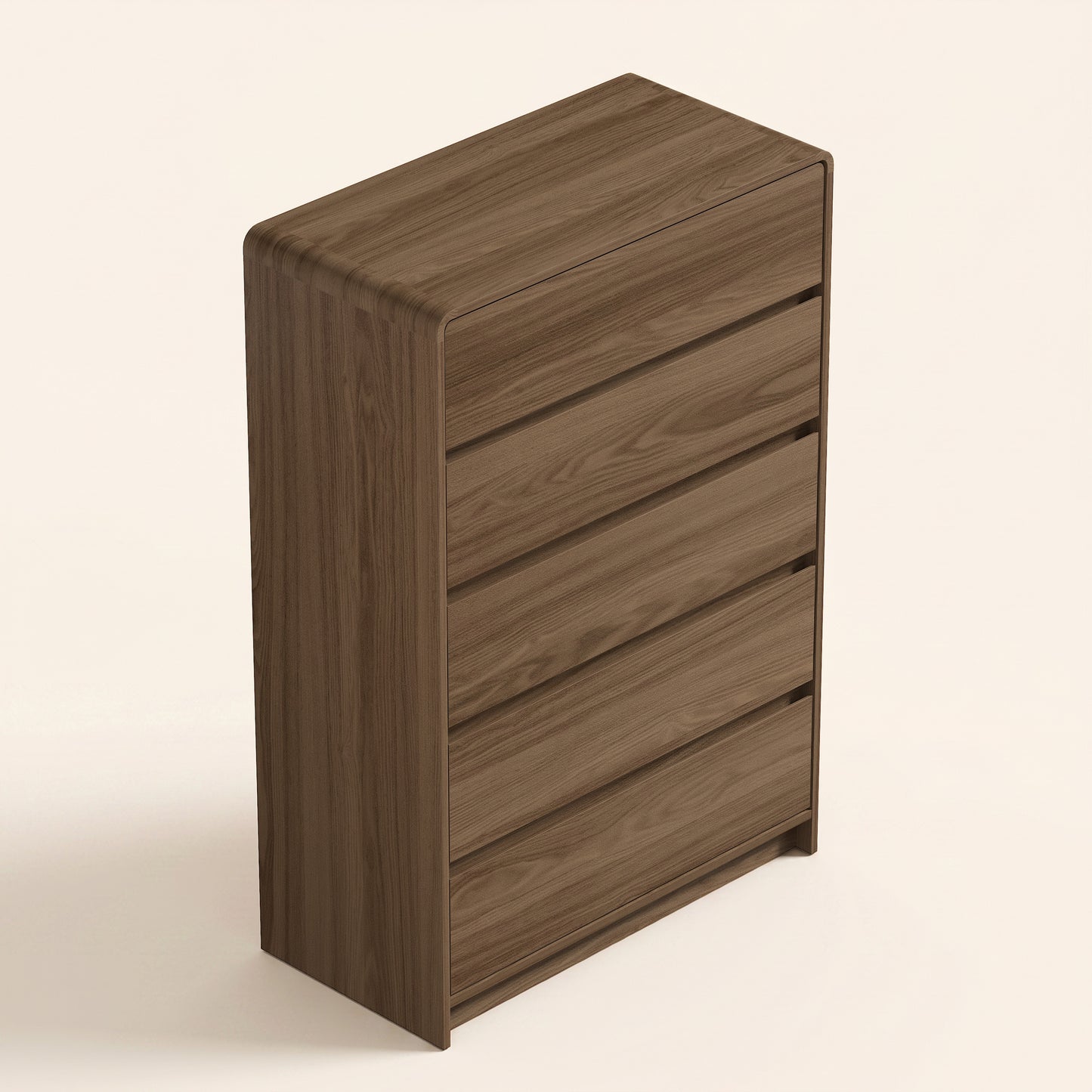 5-Drawer Chest with Rounded Corners, 1-Piece, Umber Oak