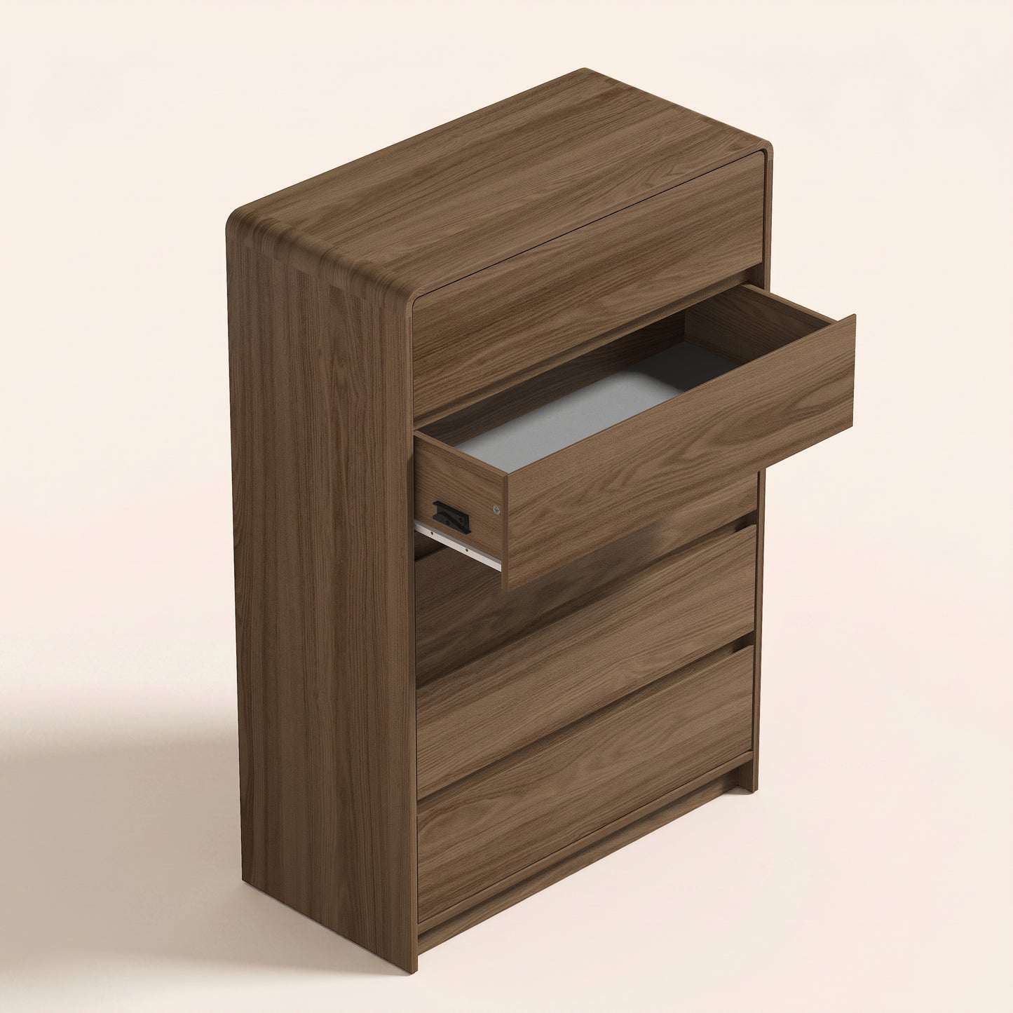 5-Drawer Chest with Rounded Corners, 1-Piece, Umber Oak