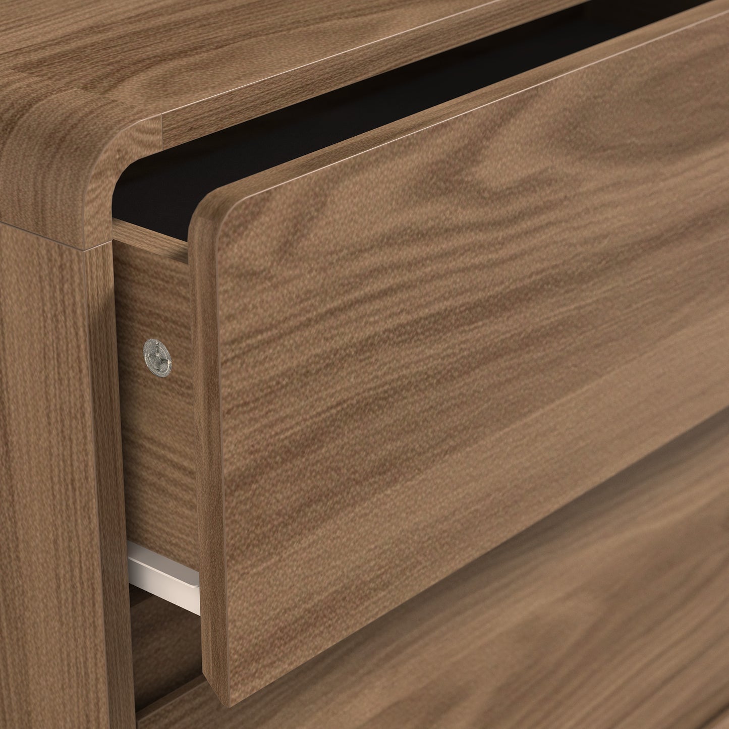 5-Drawer Chest with Rounded Corners, 1-Piece, Umber Oak