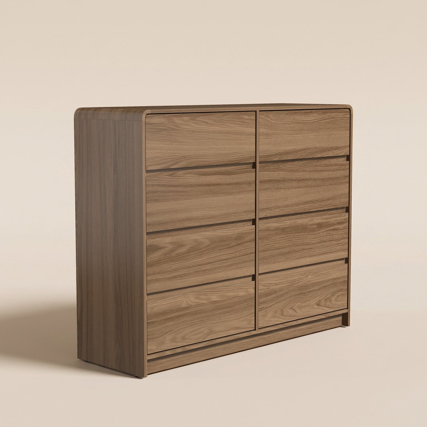 8-Drawer Dresser with Rounded Frame, 1-Piece, Umber Oak