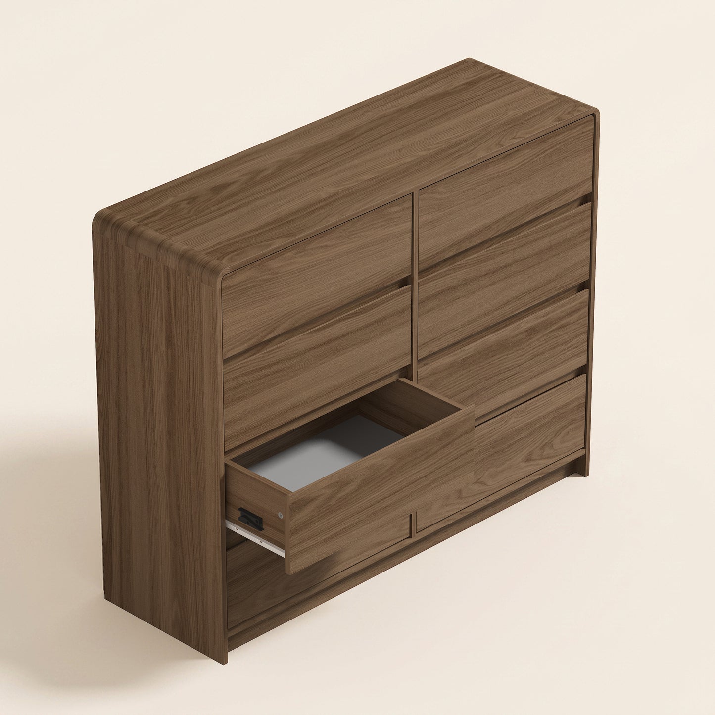 8-Drawer Dresser with Rounded Frame, 1-Piece, Umber Oak