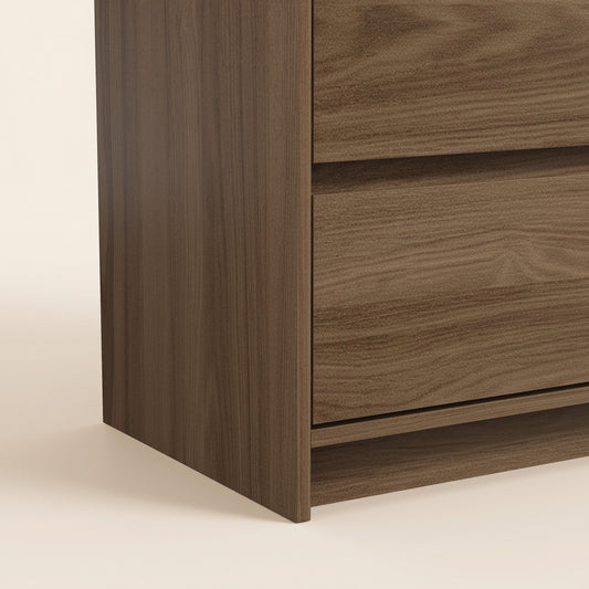 2-Drawer Nightstand Set of 2 with Rounded Edges, Umber Oak