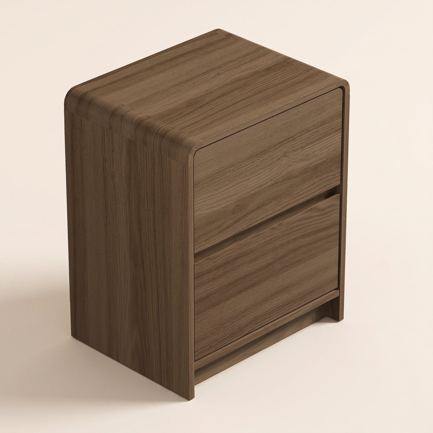 2-Drawer Nightstand Set of 2 with Rounded Edges, Umber Oak