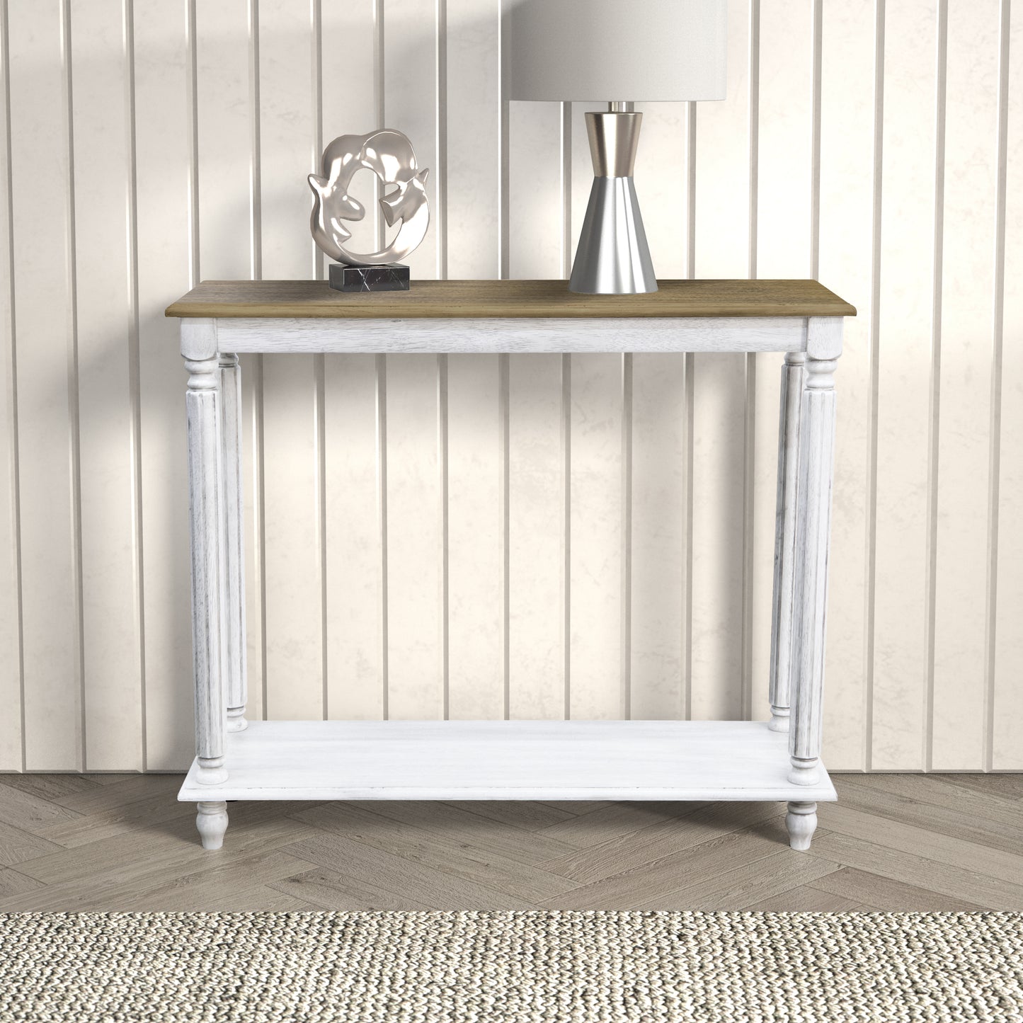 Galano Wood 2-Tier Farmhouse Console Table 35.4" W × 11.8" D × 30.2" H