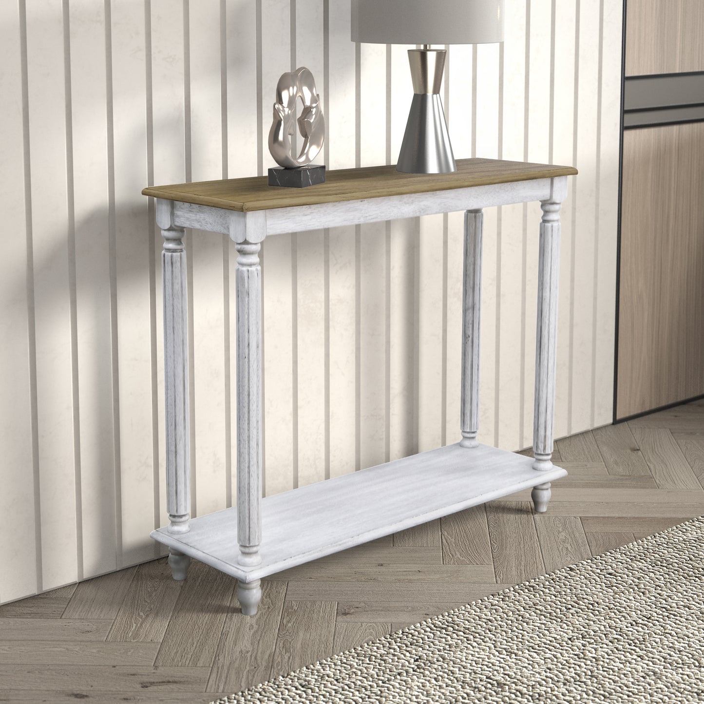 Galano Wood 2-Tier Farmhouse Console Table 35.4" W × 11.8" D × 30.2" H