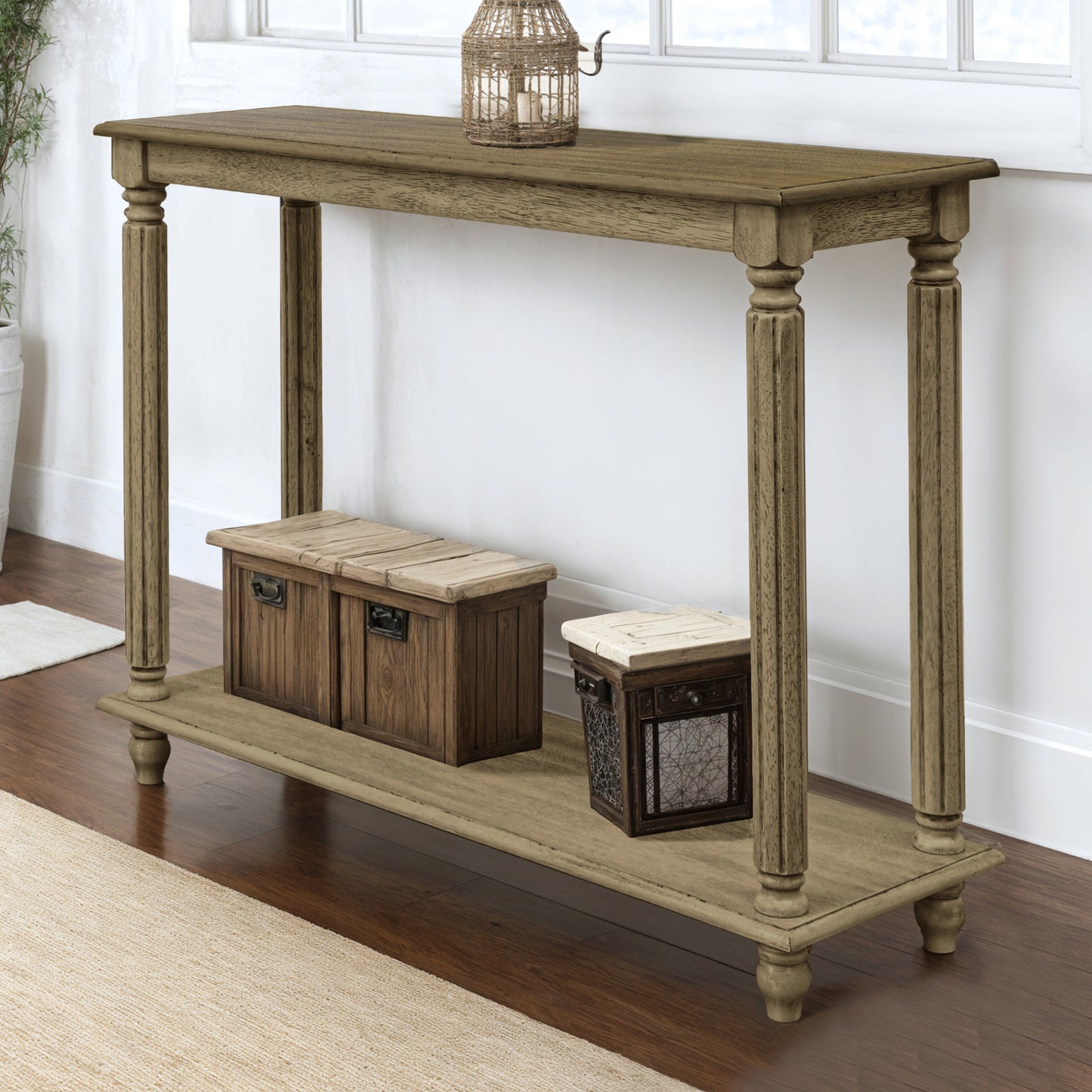 Galano Wood 2-Tier Farmhouse Console Table 35.4" W × 11.8" D × 30.2" H