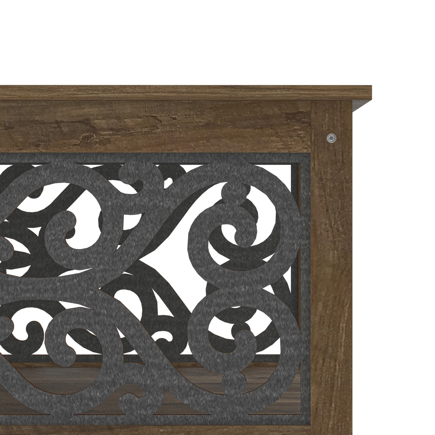 Galano Square Coffee Table with Decorative Cut-Out Panels and Lower Shelf 34.9" W x 34.9" D x 17.1" H