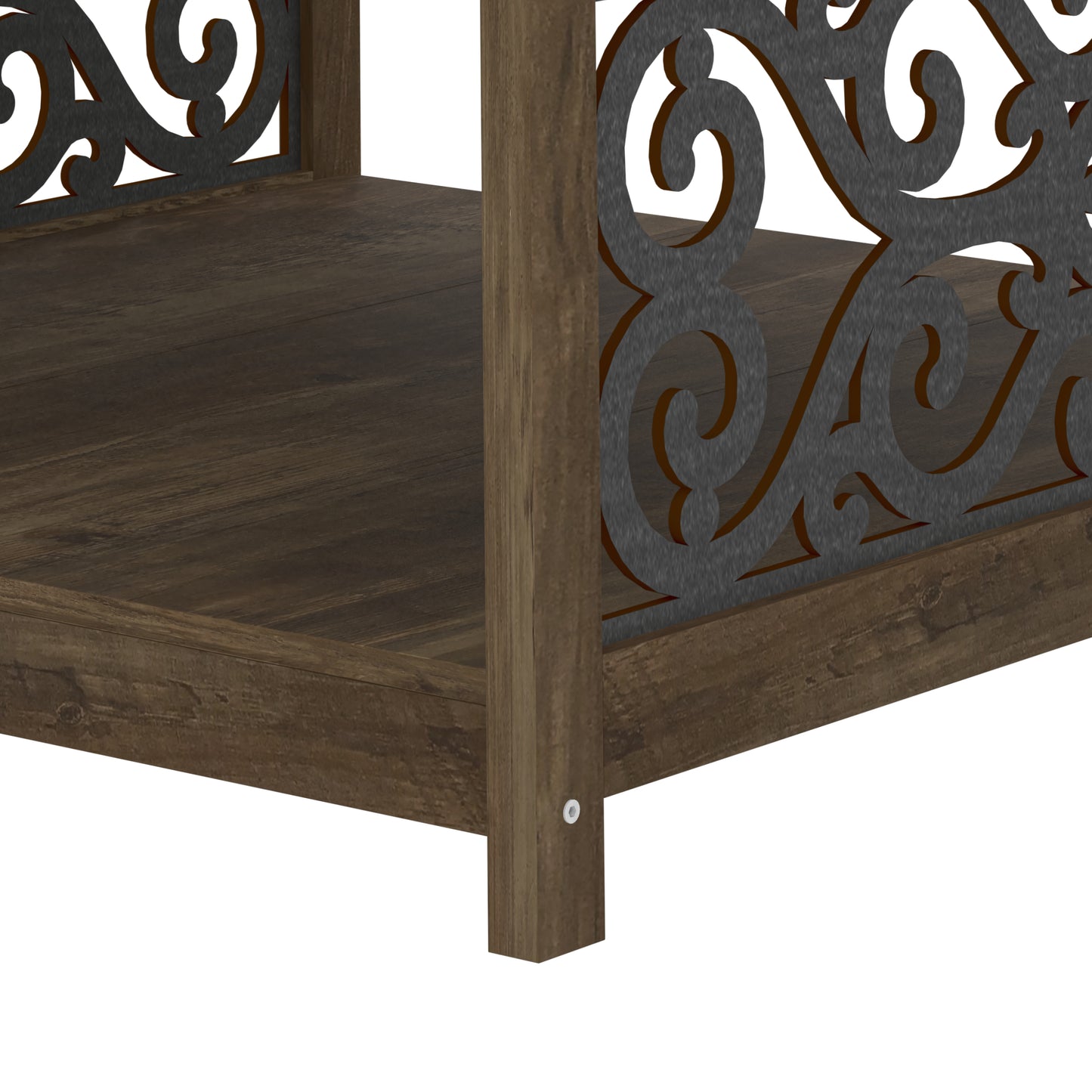 Galano Square Coffee Table with Decorative Cut-Out Panels and Lower Shelf 34.9" W x 34.9" D x 17.1" H
