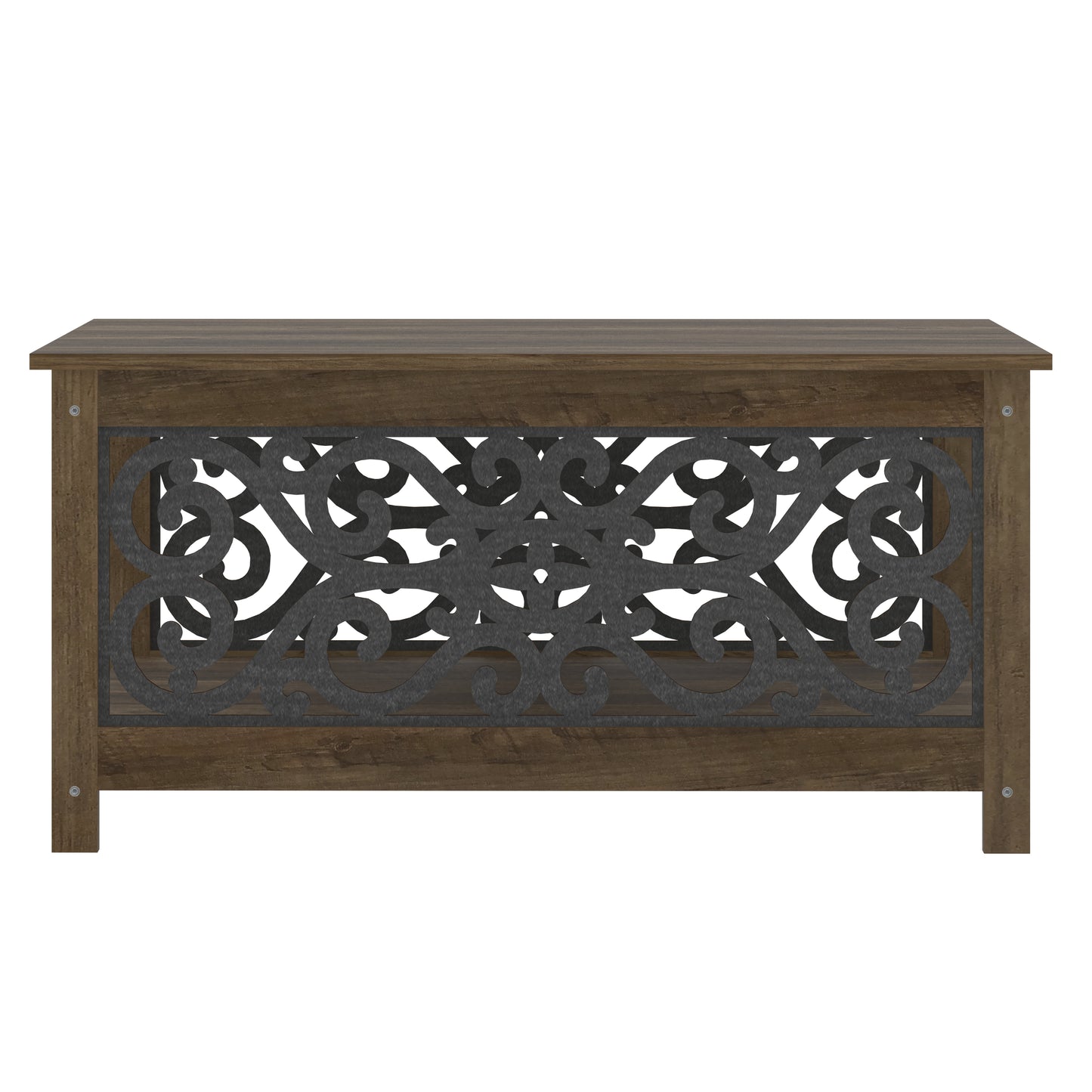 Galano Square Coffee Table with Decorative Cut-Out Panels and Lower Shelf 34.9" W x 34.9" D x 17.1" H