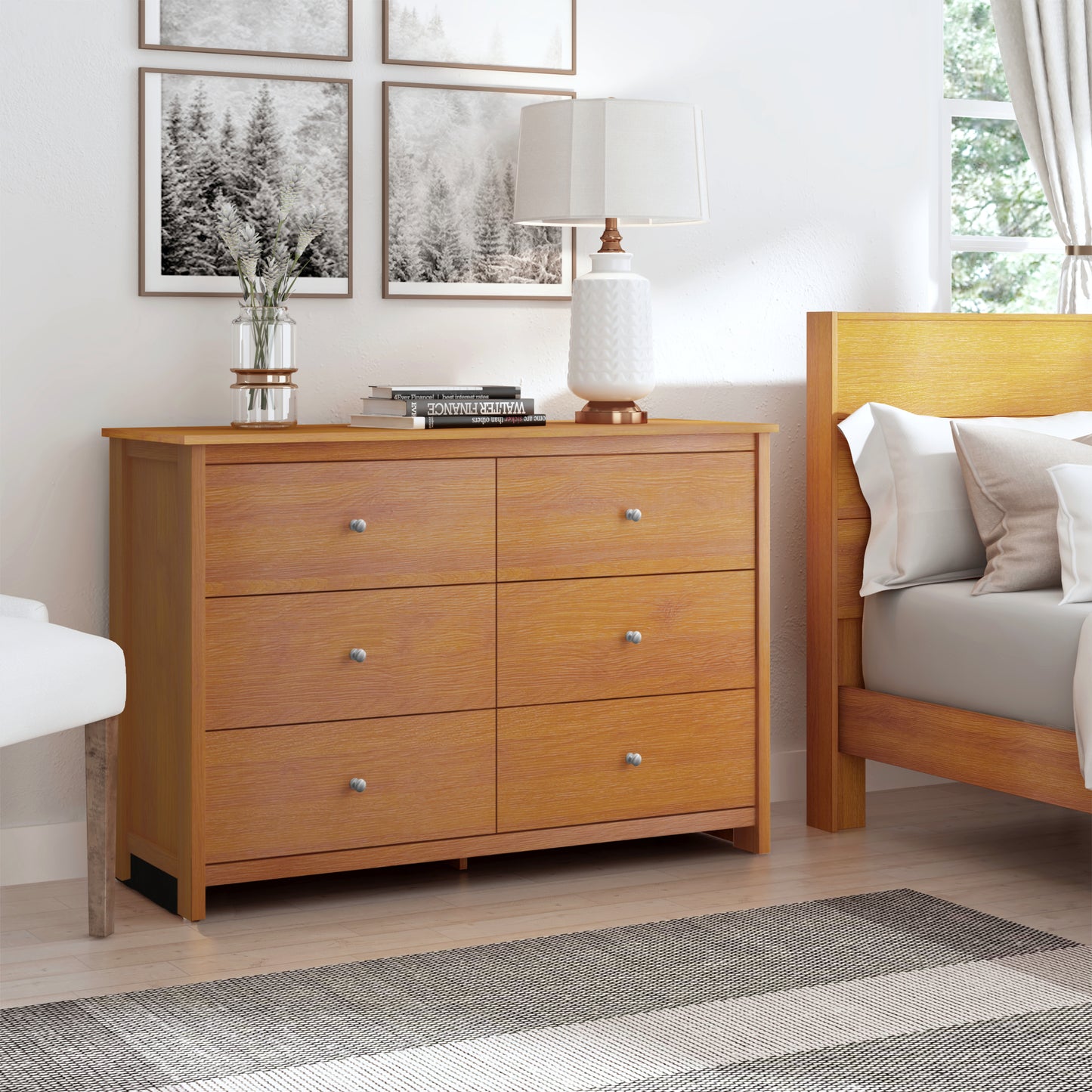 Galano 6 Drawer Standard Dresser with Manufactured Wood Construction 47.2" W