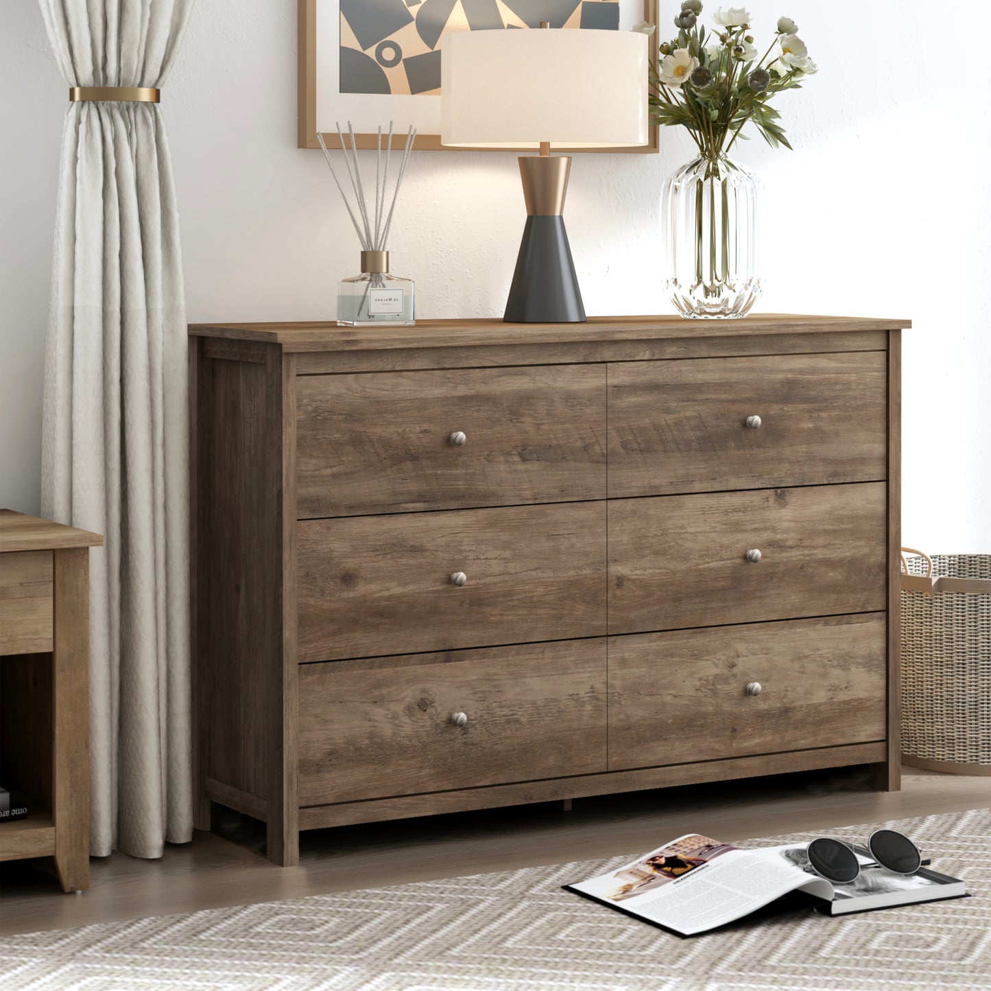 Galano 6 Drawer Standard Dresser with Manufactured Wood Construction 47.2" W
