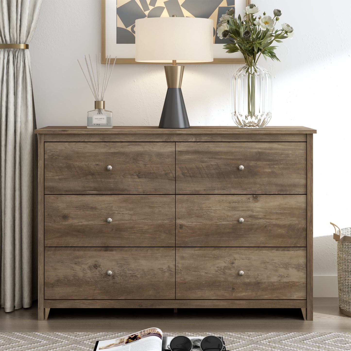 Galano 6 Drawer Standard Dresser with Manufactured Wood Construction 47.2" W