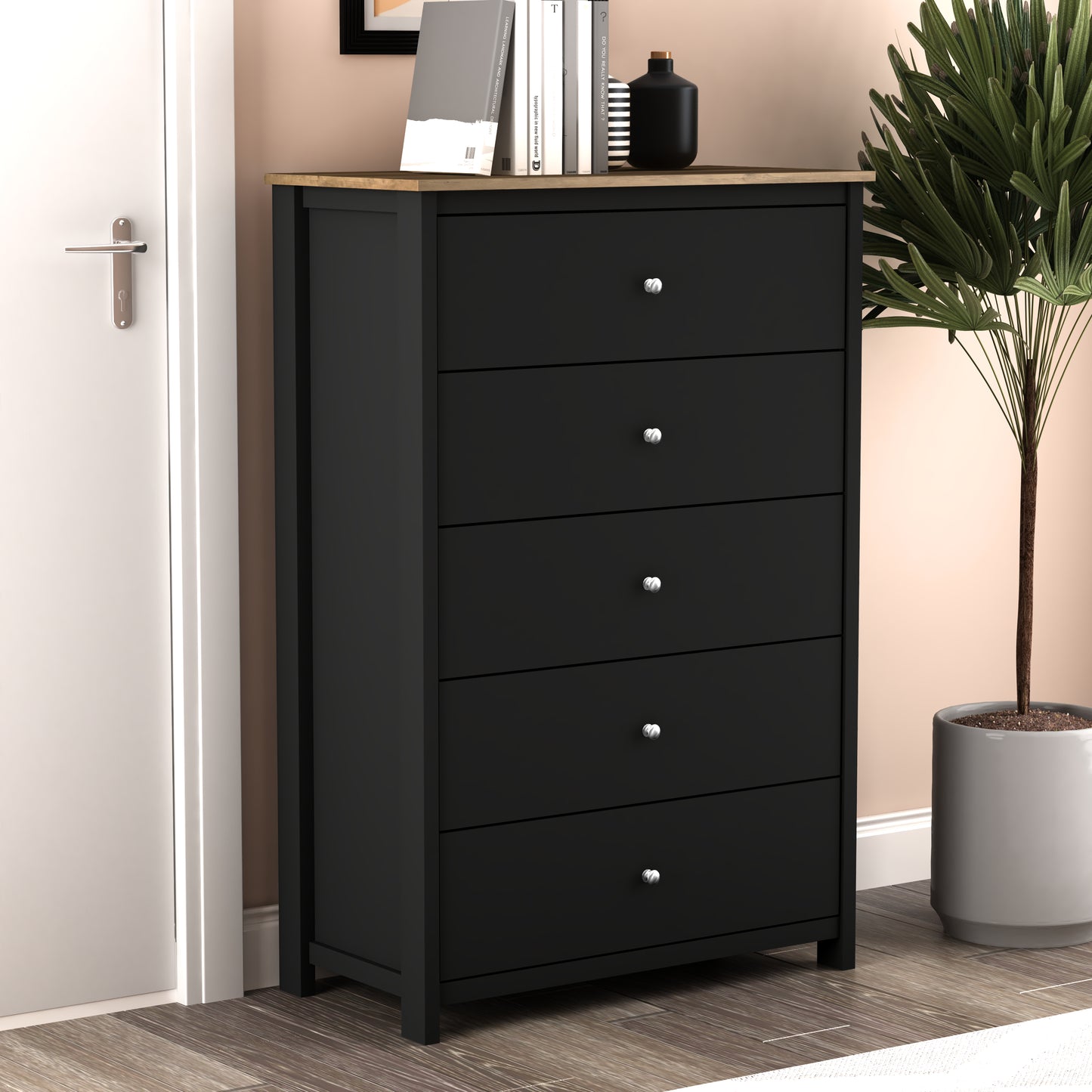 Galano 5 Drawer Chest with Manufactured Wood Construction 31.3" W × 15.6" D × 47.7" H
