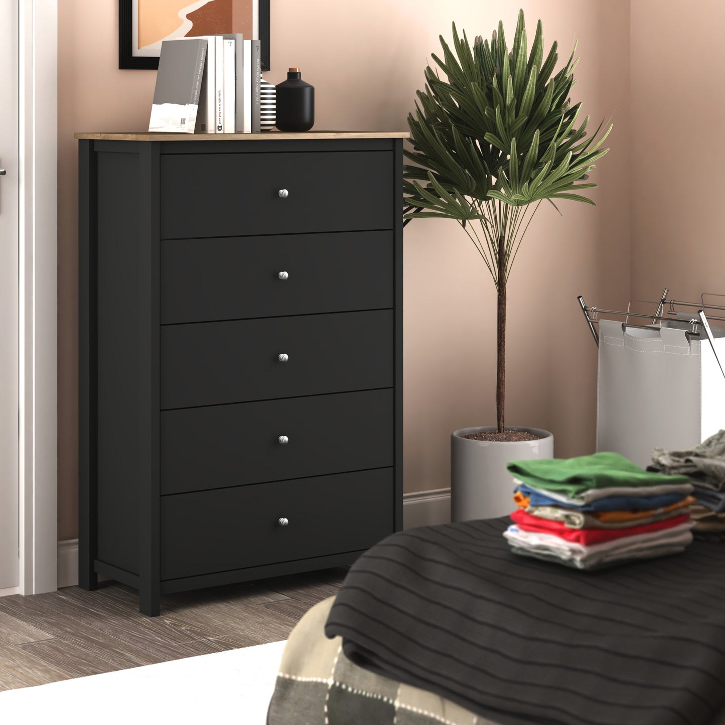 Galano 5 Drawer Chest with Manufactured Wood Construction 31.3" W × 15.6" D × 47.7" H