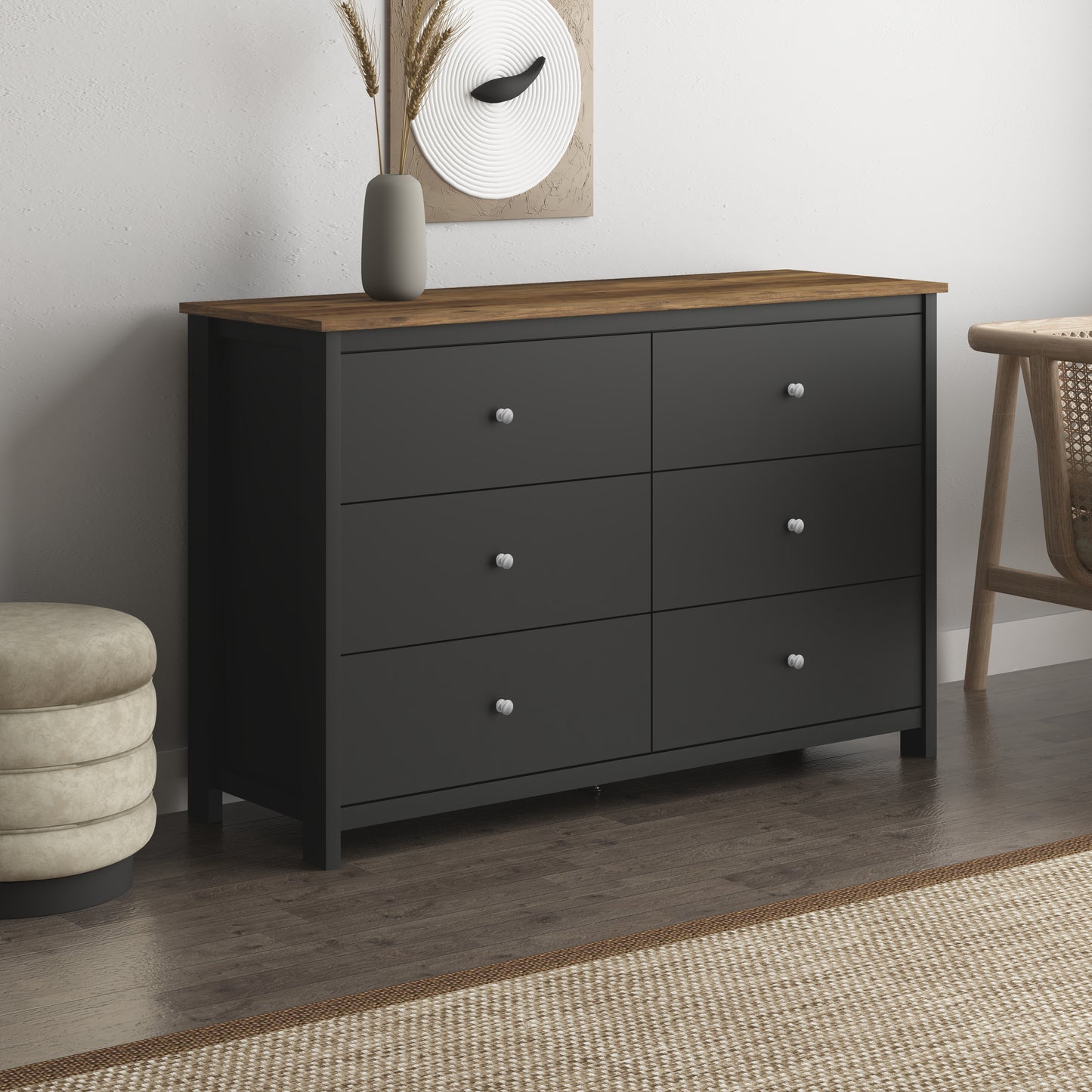 Galano 6 Drawer Standard Dresser with Manufactured Wood Construction 47.2" W