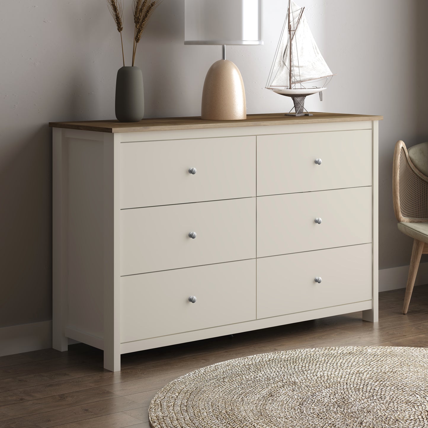 Galano 6 Drawer Standard Dresser with Manufactured Wood Construction 47.2" W