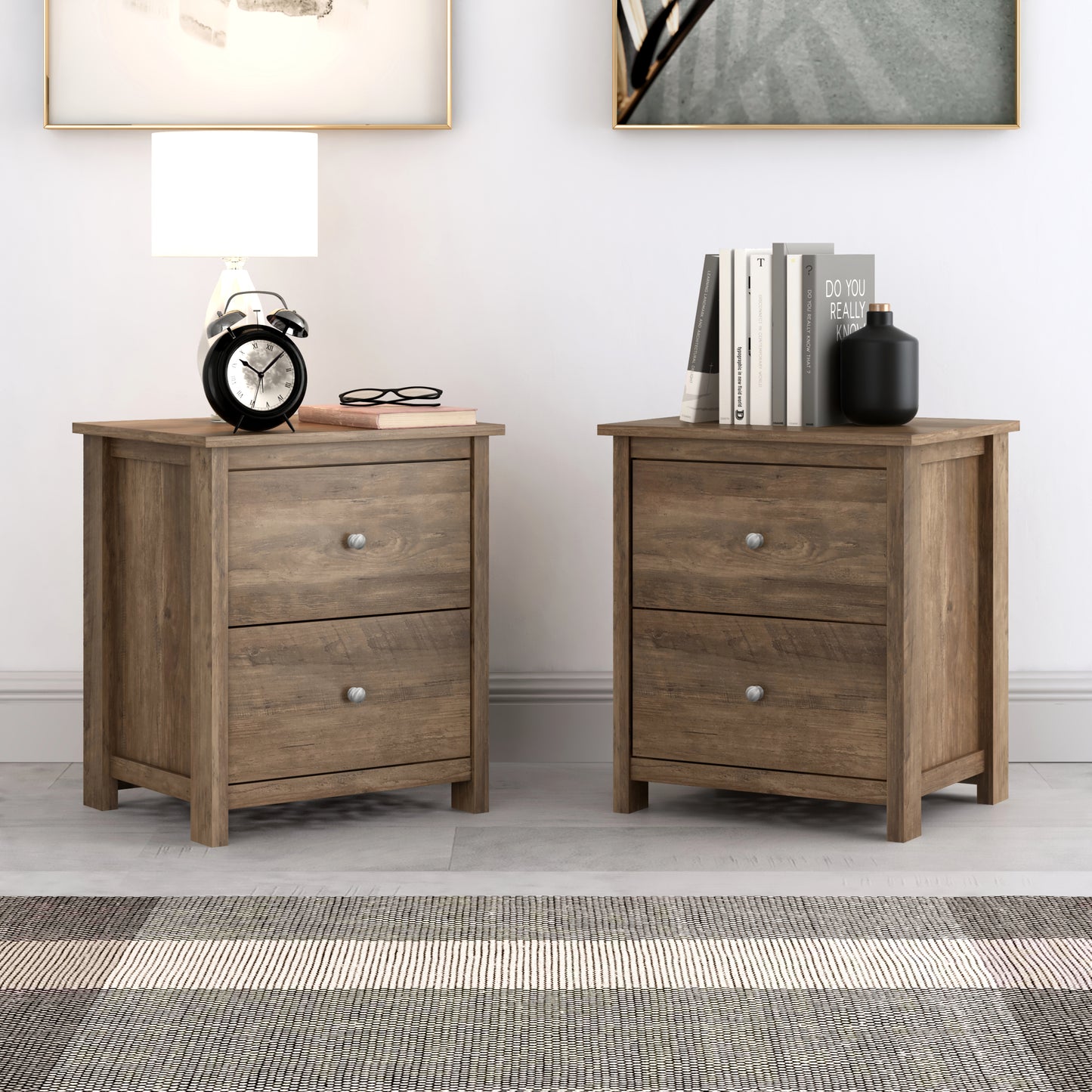 Galano 2-Drawer Nightstands Set of 2 with Storage 18.7" W × 15.7" D × 21.8" H