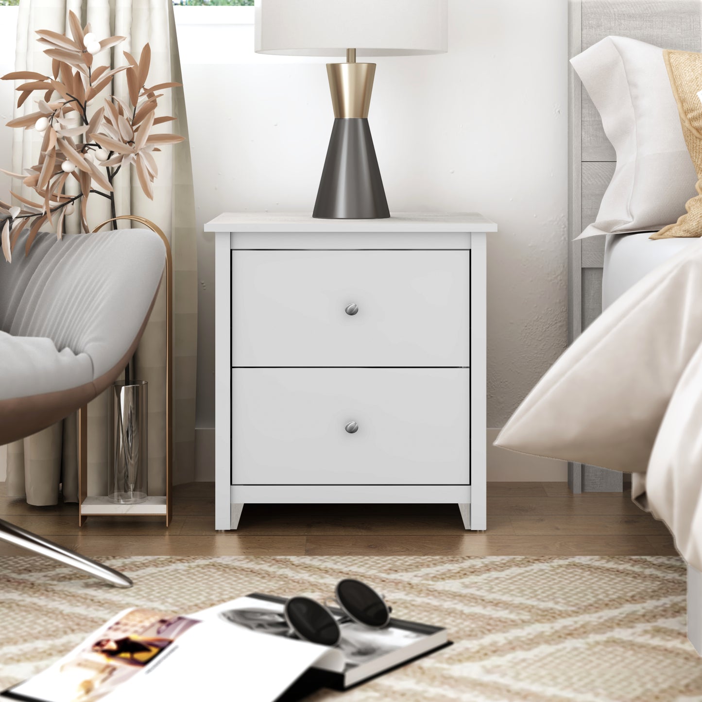 Galano 2-Drawer Nightstand with Storage 18.7" W × 15.7" D × 21.8" H