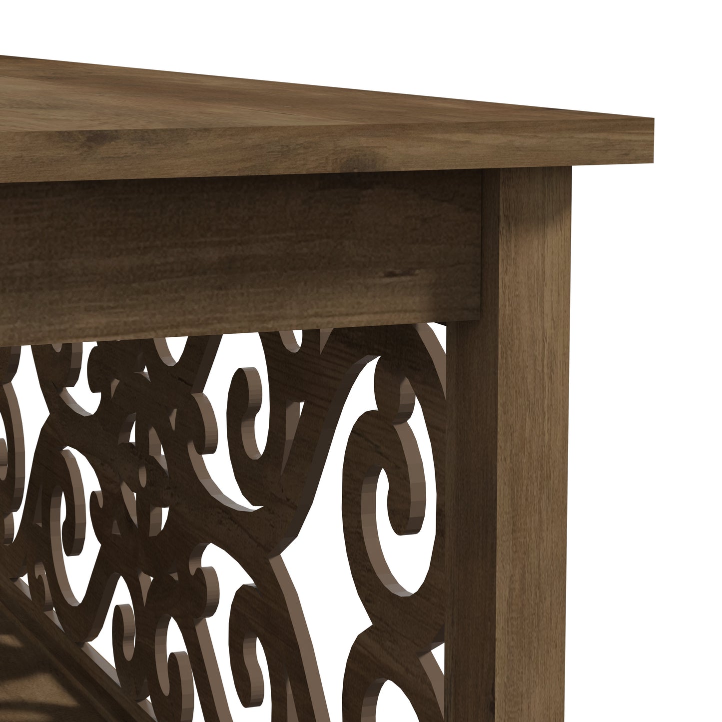 Galano Square Coffee Table with Decorative Cut-Out Panels and Lower Shelf 34.9" W x 34.9" D x 17.1" H