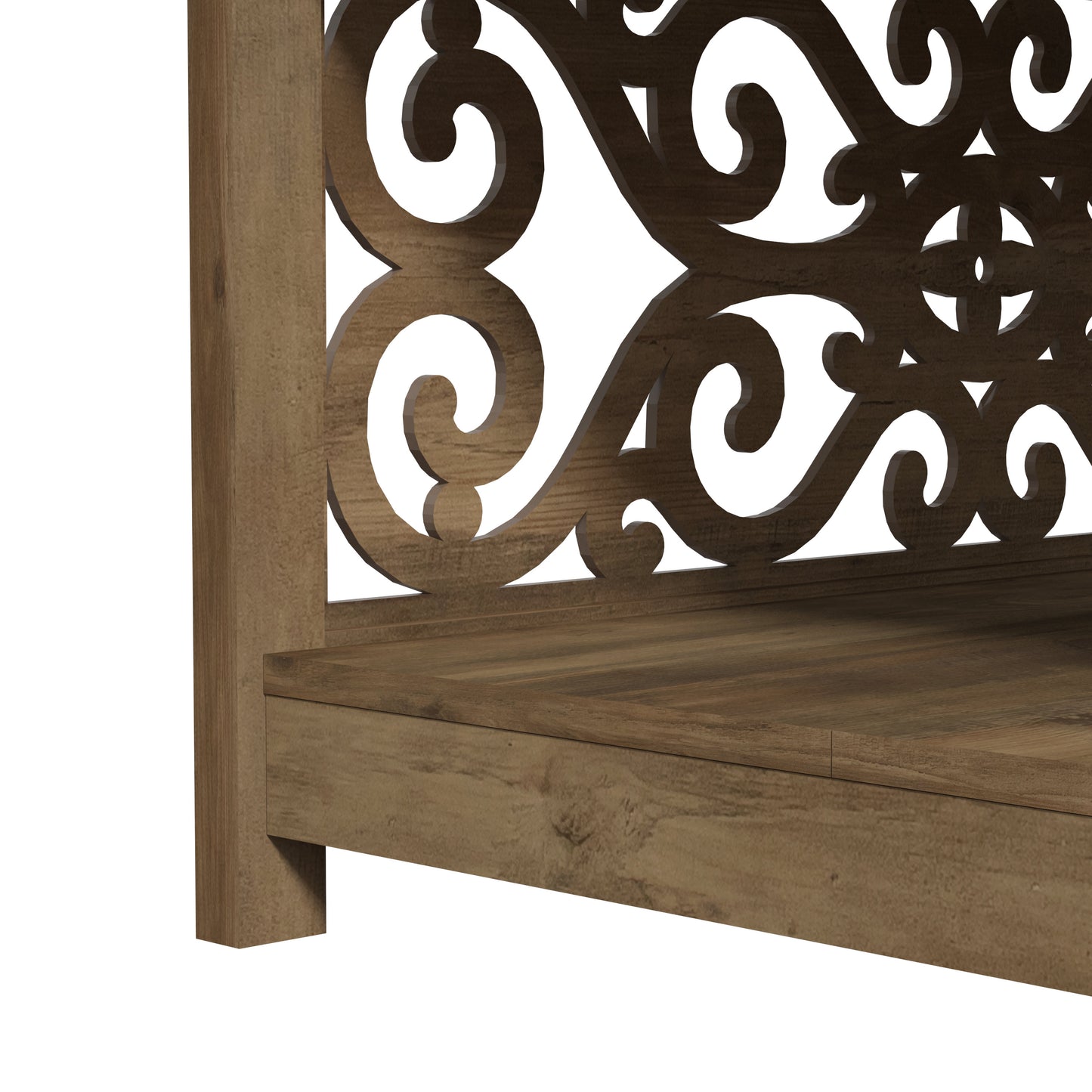 Galano Square Coffee Table with Decorative Cut-Out Panels and Lower Shelf 34.9" W x 34.9" D x 17.1" H