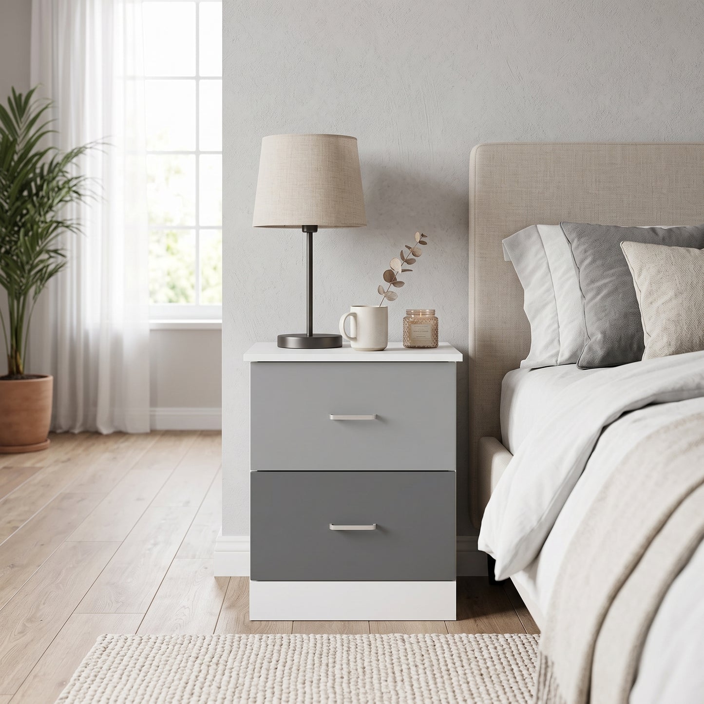 Galano Modern 2-Drawer Nightstand with Storage, Compact Bedside Table or End Table, 18.7" W x 15.7" D x 23.7" H