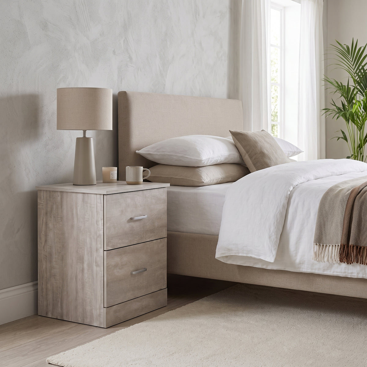Galano Modern 2-Drawer Nightstand with Storage, Compact Bedside Table or End Table, 18.7" W x 15.7" D x 23.7" H