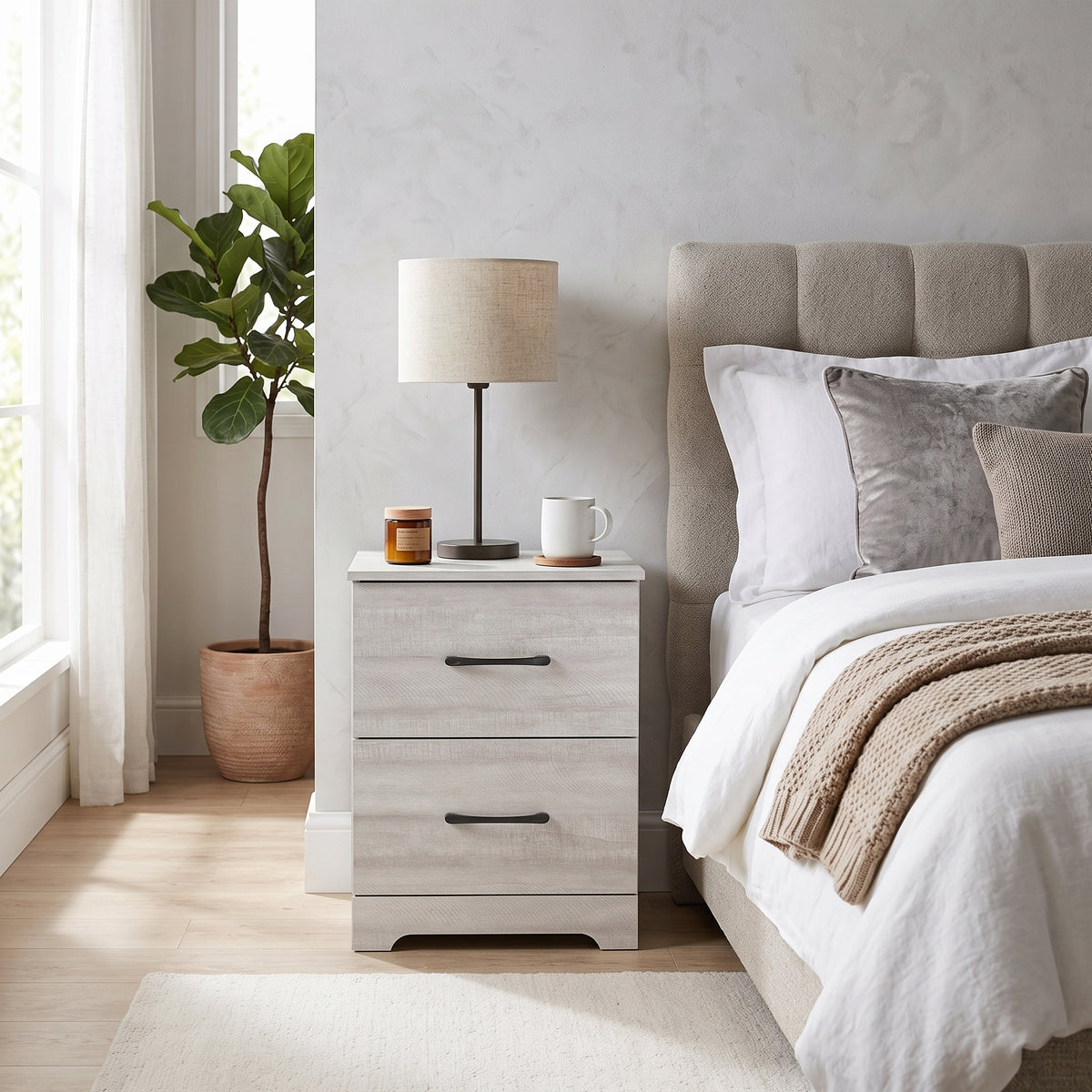 Galano Modern 2-Drawer Nightstand with Storage, Compact Bedside Table or End Table, 18.7" W x 15.7" D x 23.7" H