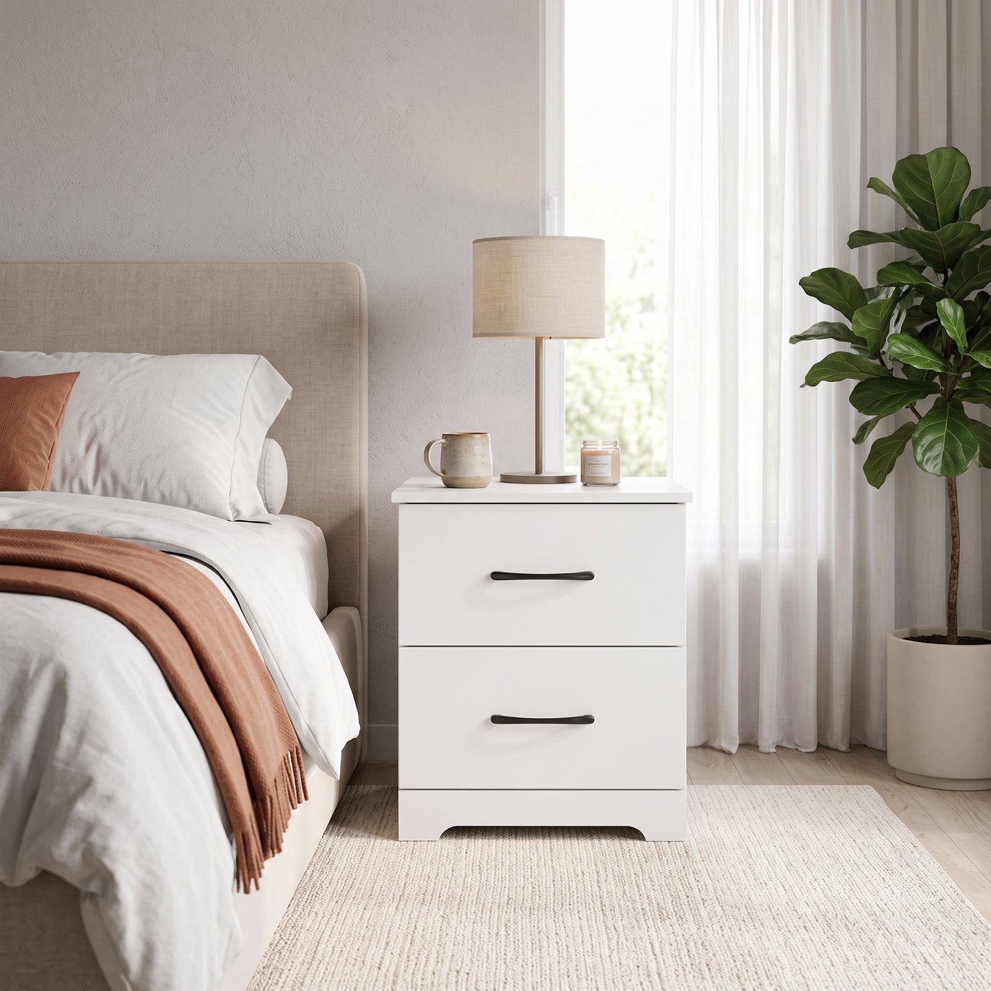Galano Modern 2-Drawer Nightstand with Storage, Compact Bedside Table or End Table, 18.7" W x 15.7" D x 23.7" H