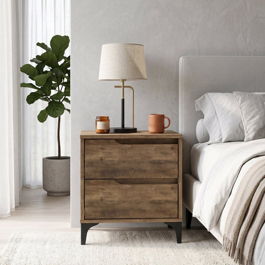 Galano Modern 2-Drawer Nightstand & Side Table for Bedroom or Living Room