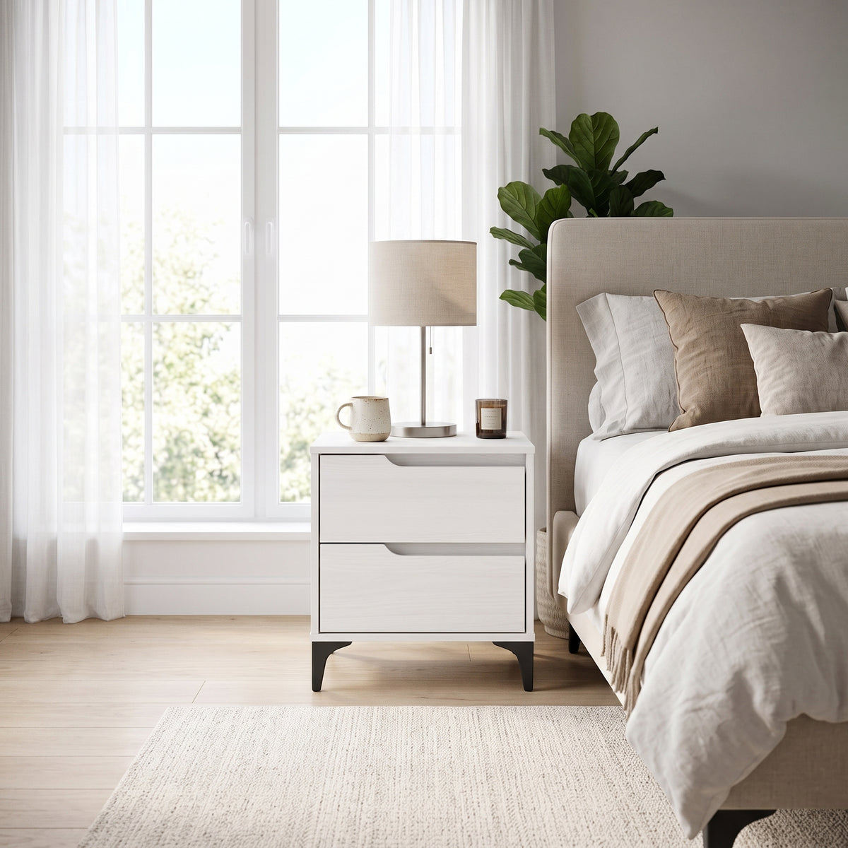 Galano Modern 2-Drawer Nightstand & Side Table for Bedroom or Living Room
