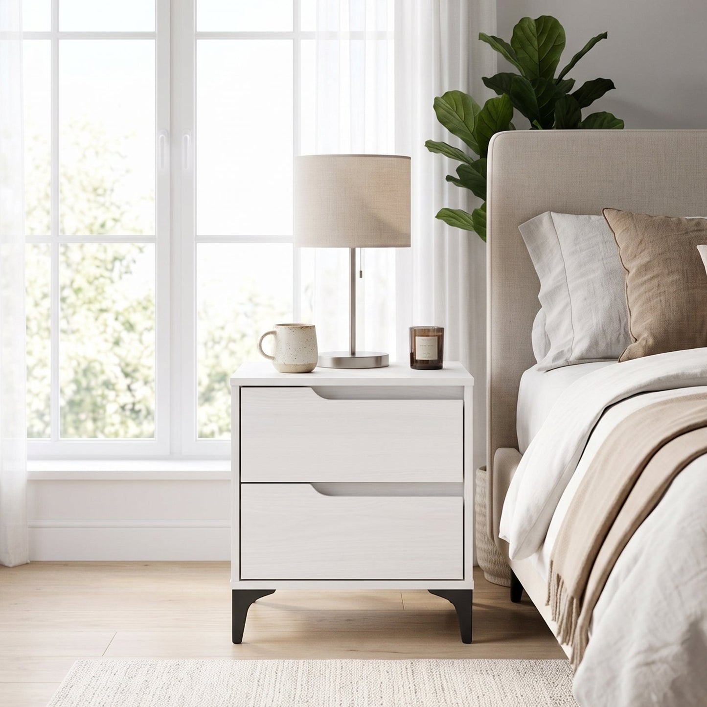 Galano Modern 2-Drawer Nightstand & Side Table for Bedroom or Living Room