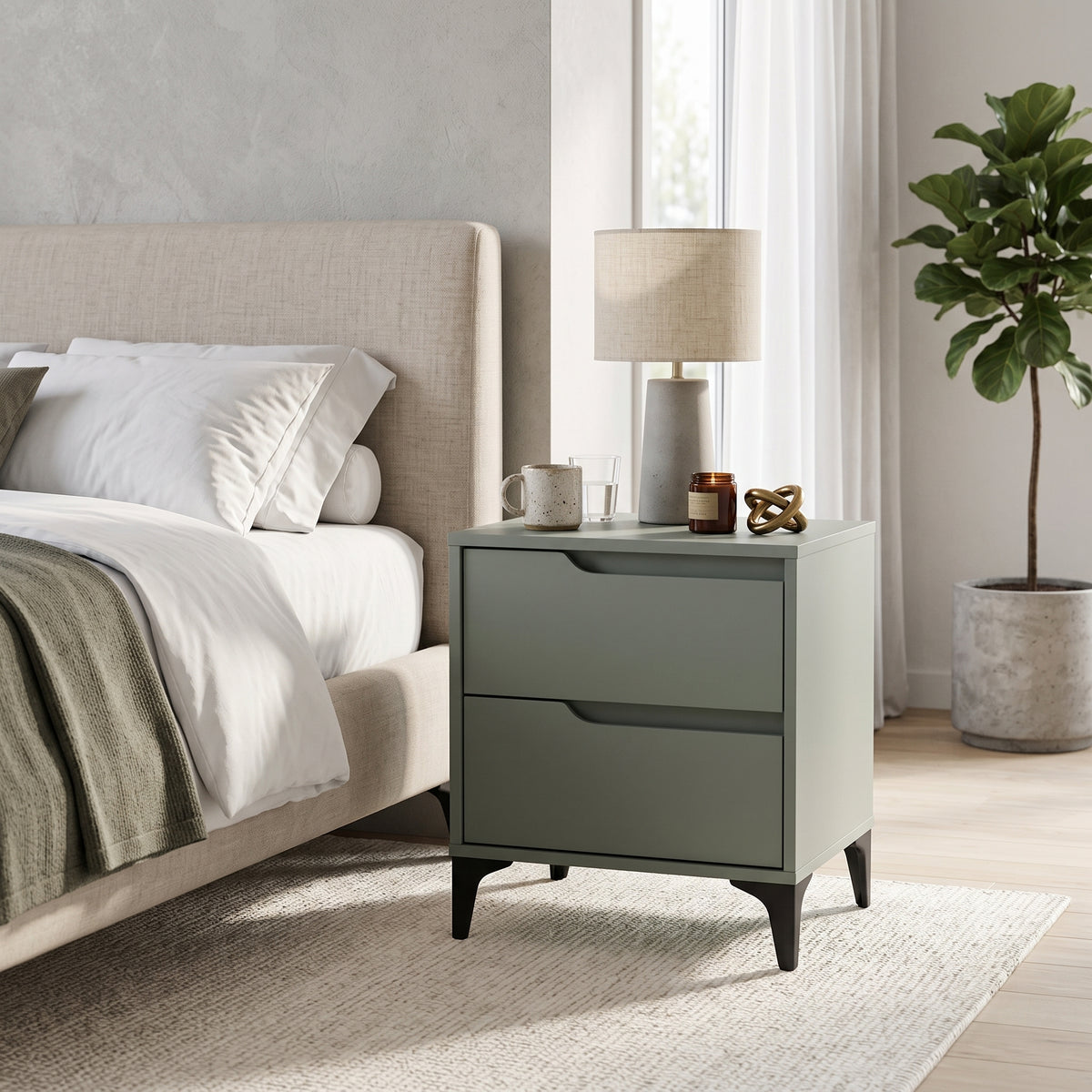 Galano Modern 2-Drawer Nightstand & Side Table for Bedroom or Living Room