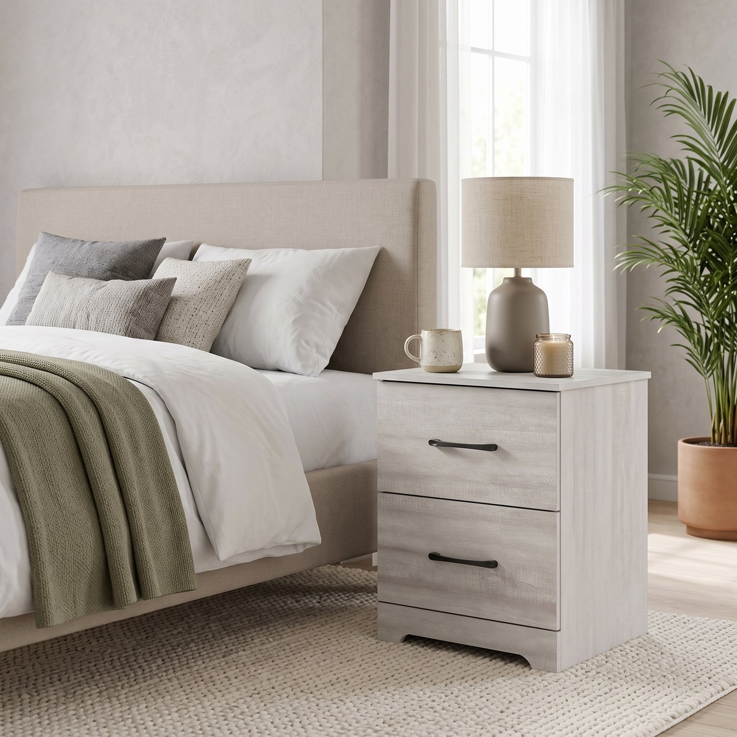 Galano Modern 2-Drawer Nightstand with Storage, Compact Bedside Table or End Table, 18.7" W x 15.7" D x 23.7" H