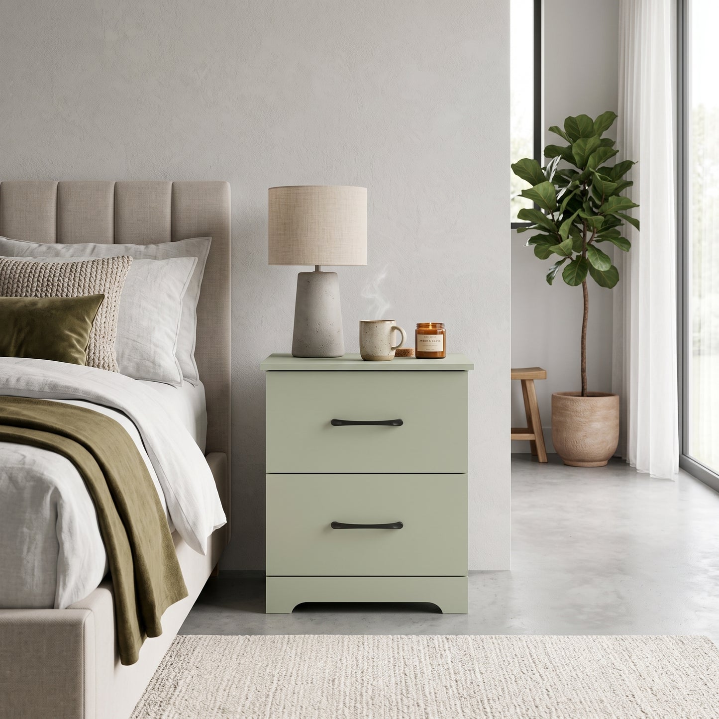Galano Modern 2-Drawer Nightstand with Storage, Compact Bedside Table or End Table, 18.7" W x 15.7" D x 23.7" H