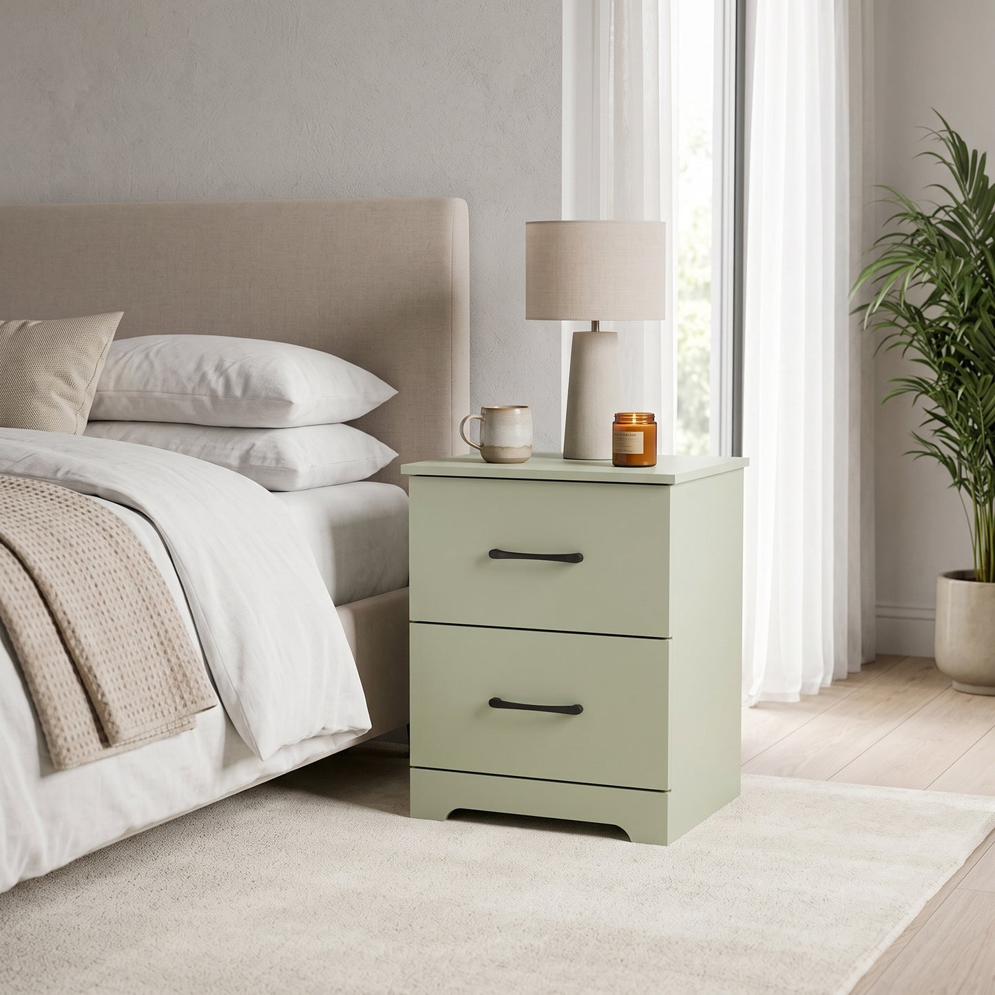 Galano Modern 2-Drawer Nightstand with Storage, Compact Bedside Table or End Table, 18.7" W x 15.7" D x 23.7" H