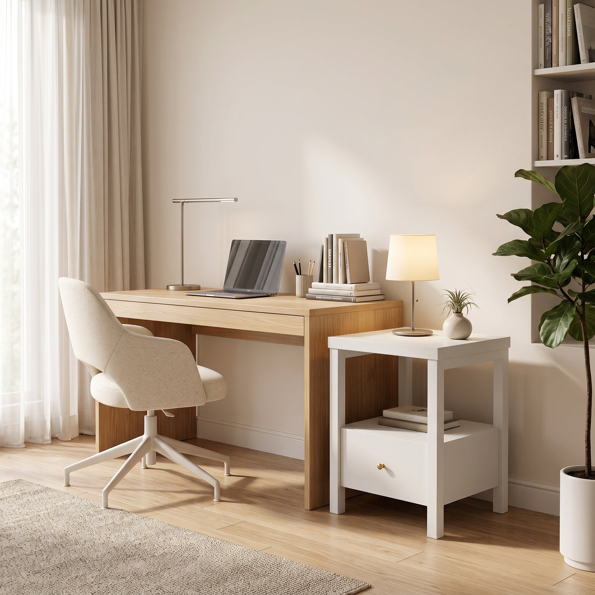 Galano 23" H Modern 1 Drawer Nightstand Bedside Table with Open Storage Shelf - White