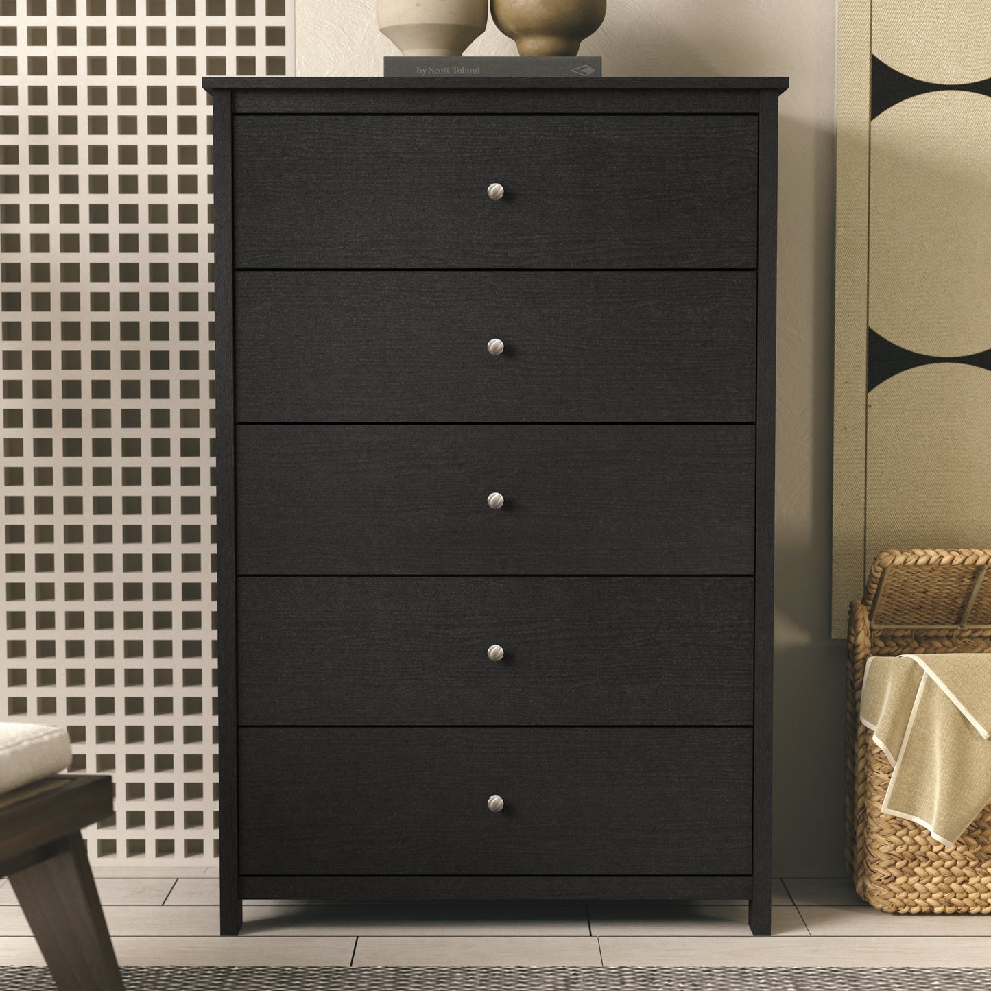 Galano 5 Drawer Chest with Manufactured Wood Construction 31.3" W × 15.6" D × 47.7" H