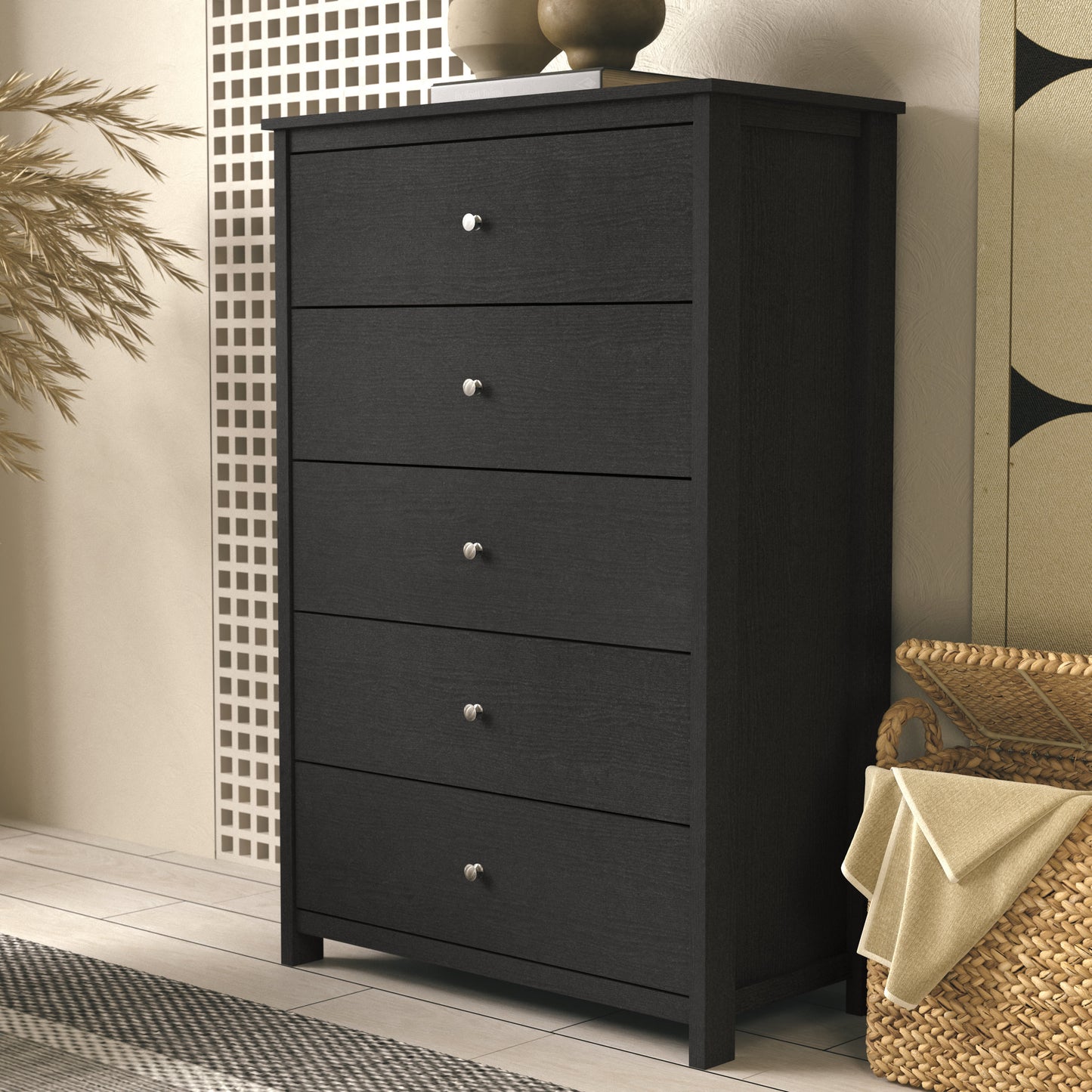 Galano 5 Drawer Chest with Manufactured Wood Construction 31.3" W × 15.6" D × 47.7" H