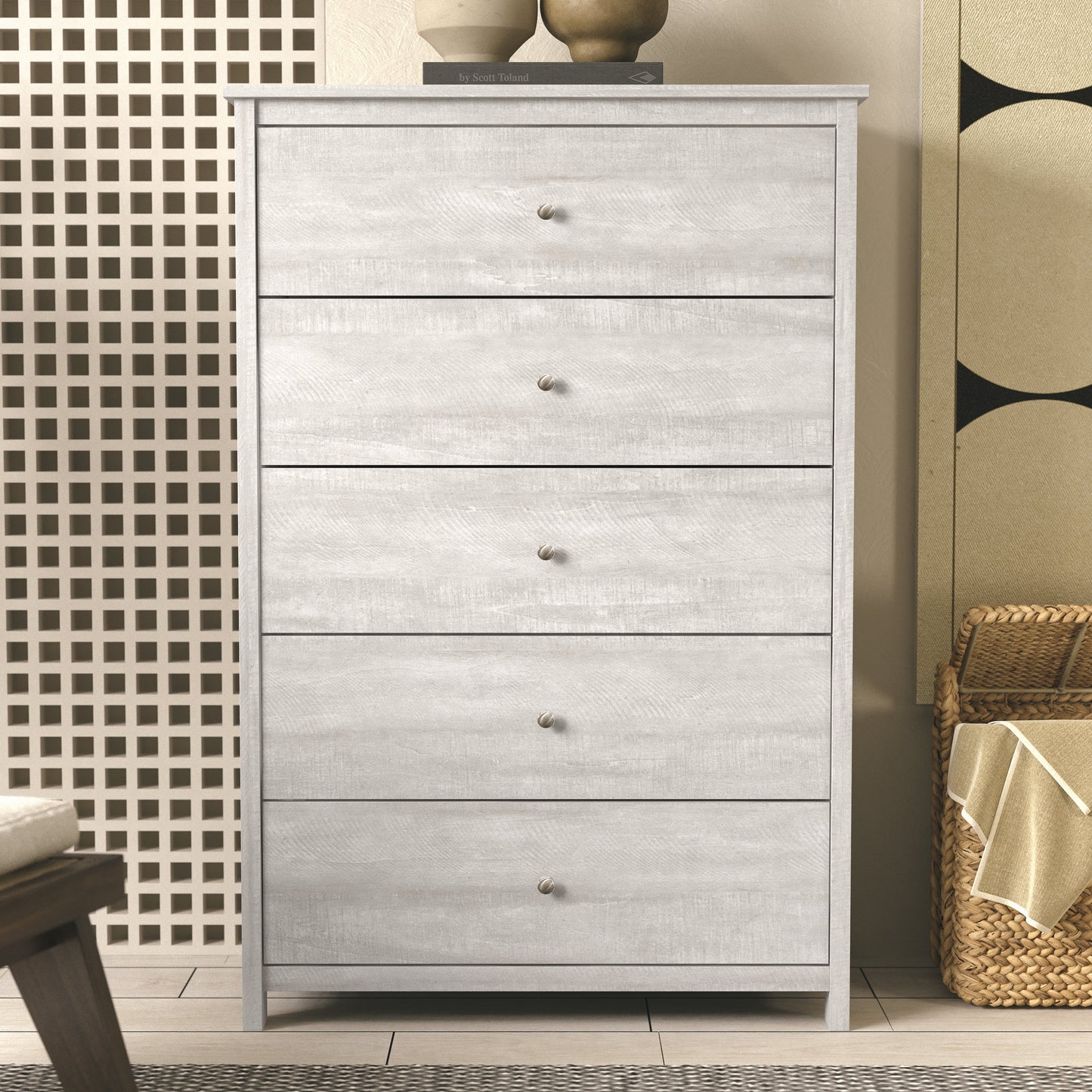Galano 5 Drawer Chest with Manufactured Wood Construction 31.3" W × 15.6" D × 47.7" H