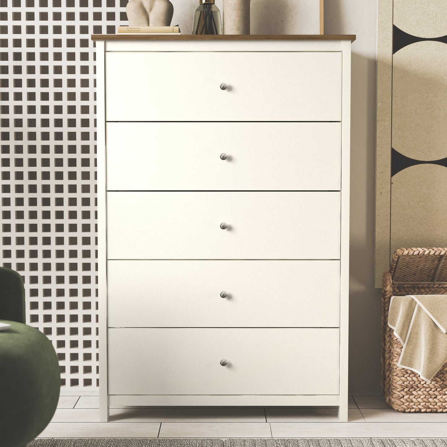 Galano 5 Drawer Chest with Manufactured Wood Construction 31.3" W × 15.6" D × 47.7" H