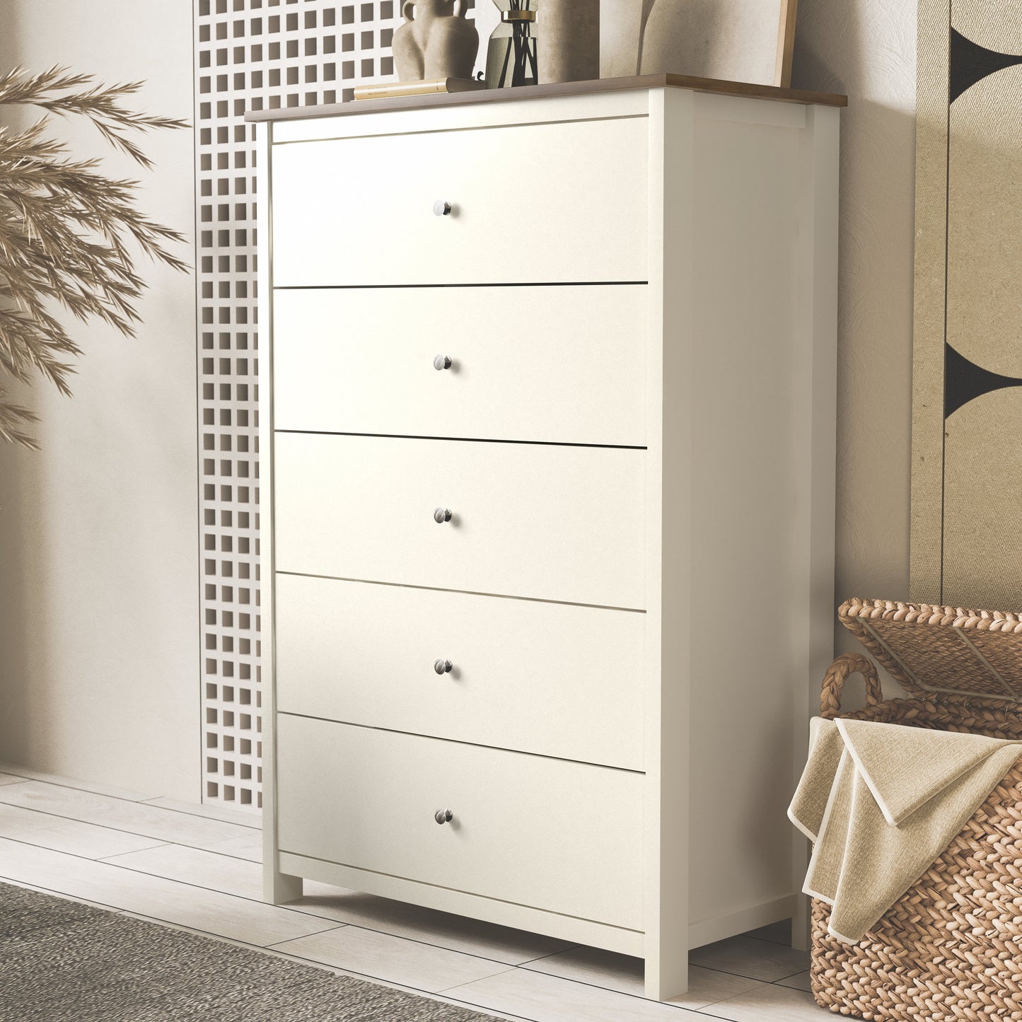 Galano 5 Drawer Chest with Manufactured Wood Construction 31.3" W × 15.6" D × 47.7" H