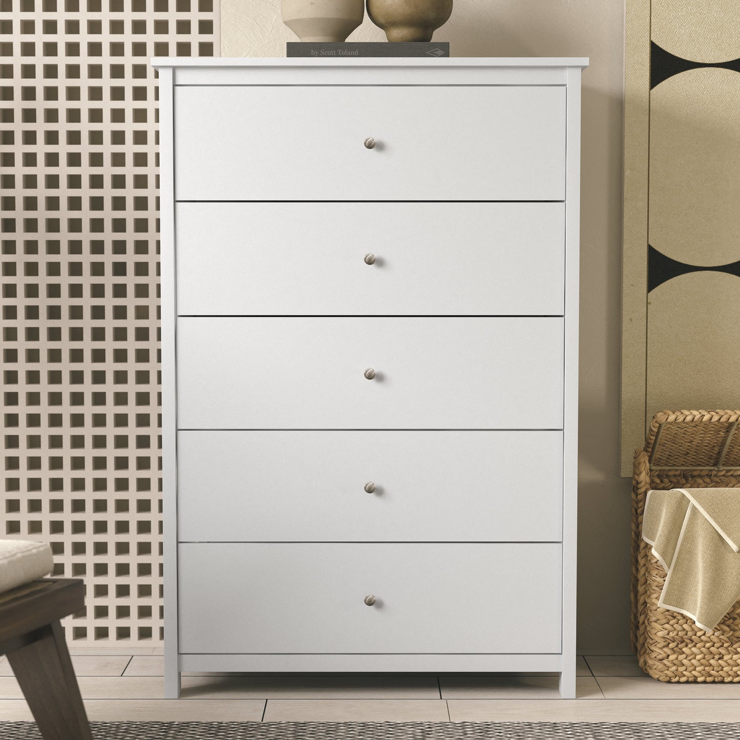 Galano 5 Drawer Chest with Manufactured Wood Construction 31.3" W × 15.6" D × 47.7" H
