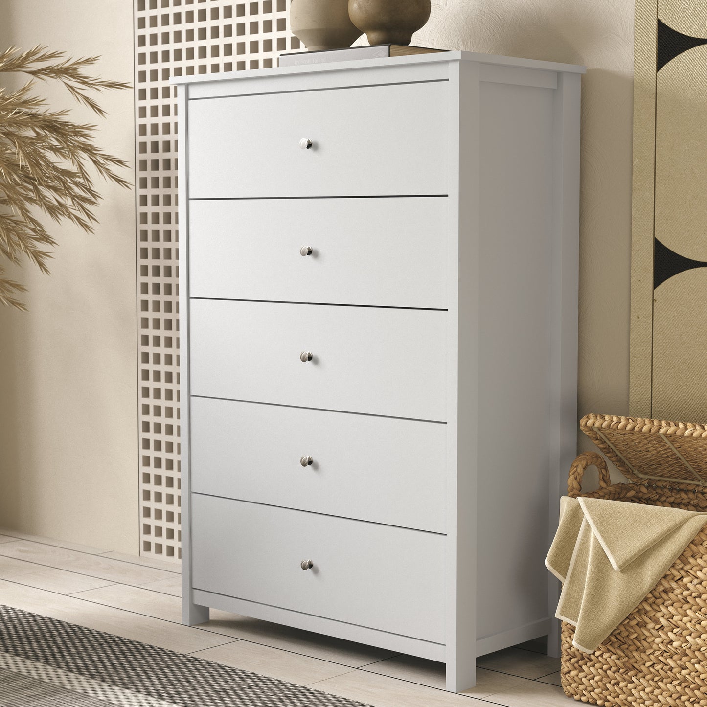 Galano 5 Drawer Chest with Manufactured Wood Construction 31.3" W × 15.6" D × 47.7" H