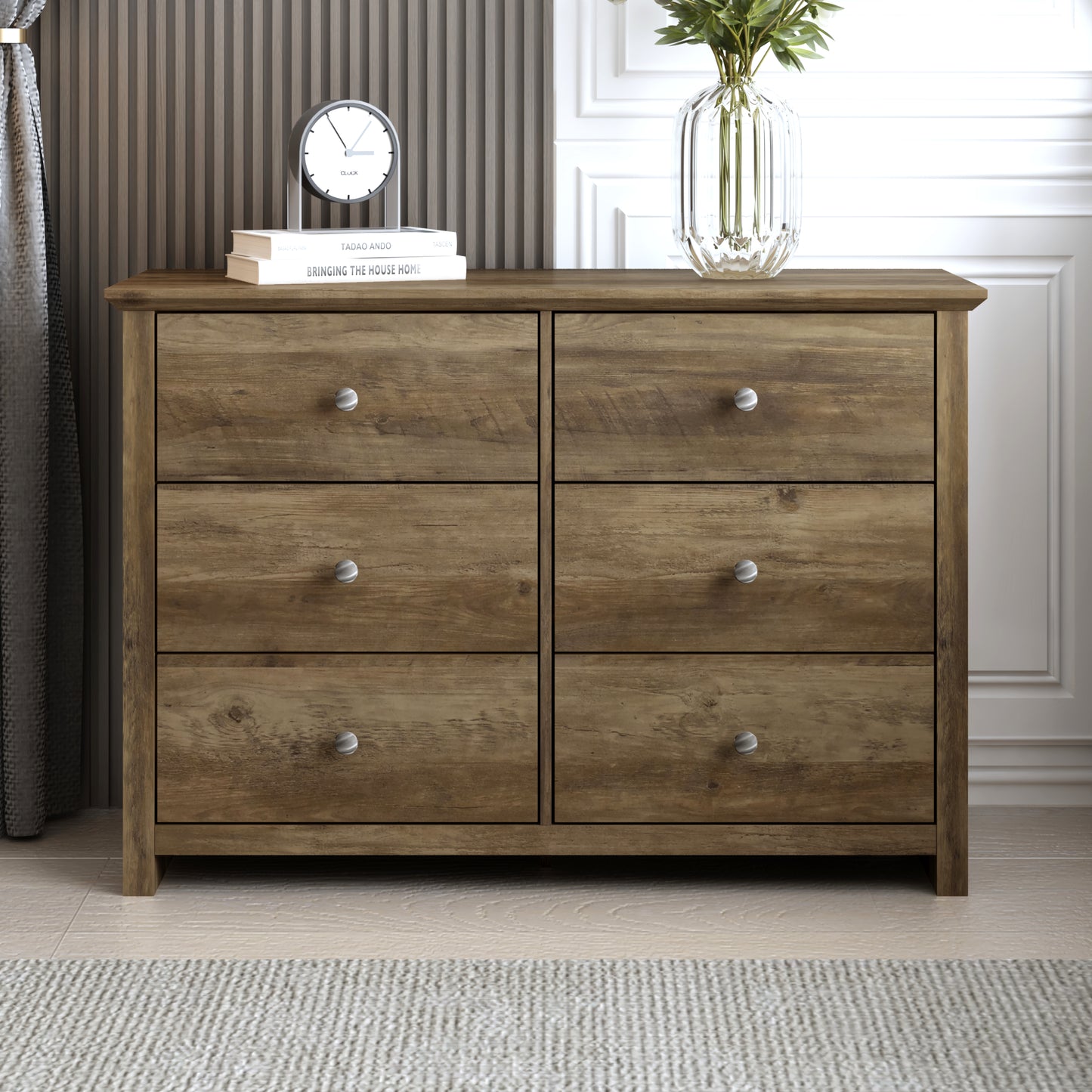 Galano 6-Drawer Double Dresser with Interlock Safety 46.9" W × 16.4" D × 32.0" H