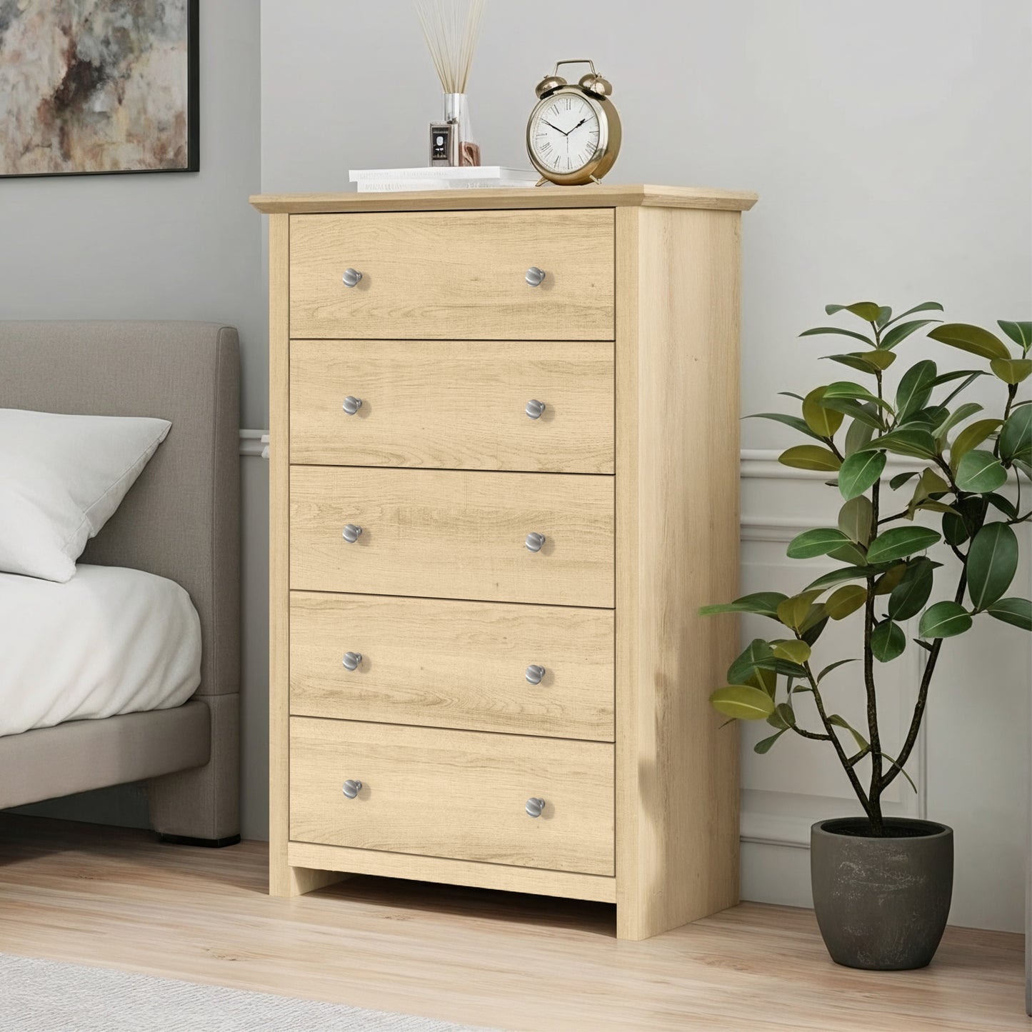 Galano 5-Drawer Dresser with Interlock Safety 31.1" W × 16.9" D × 46.7" H