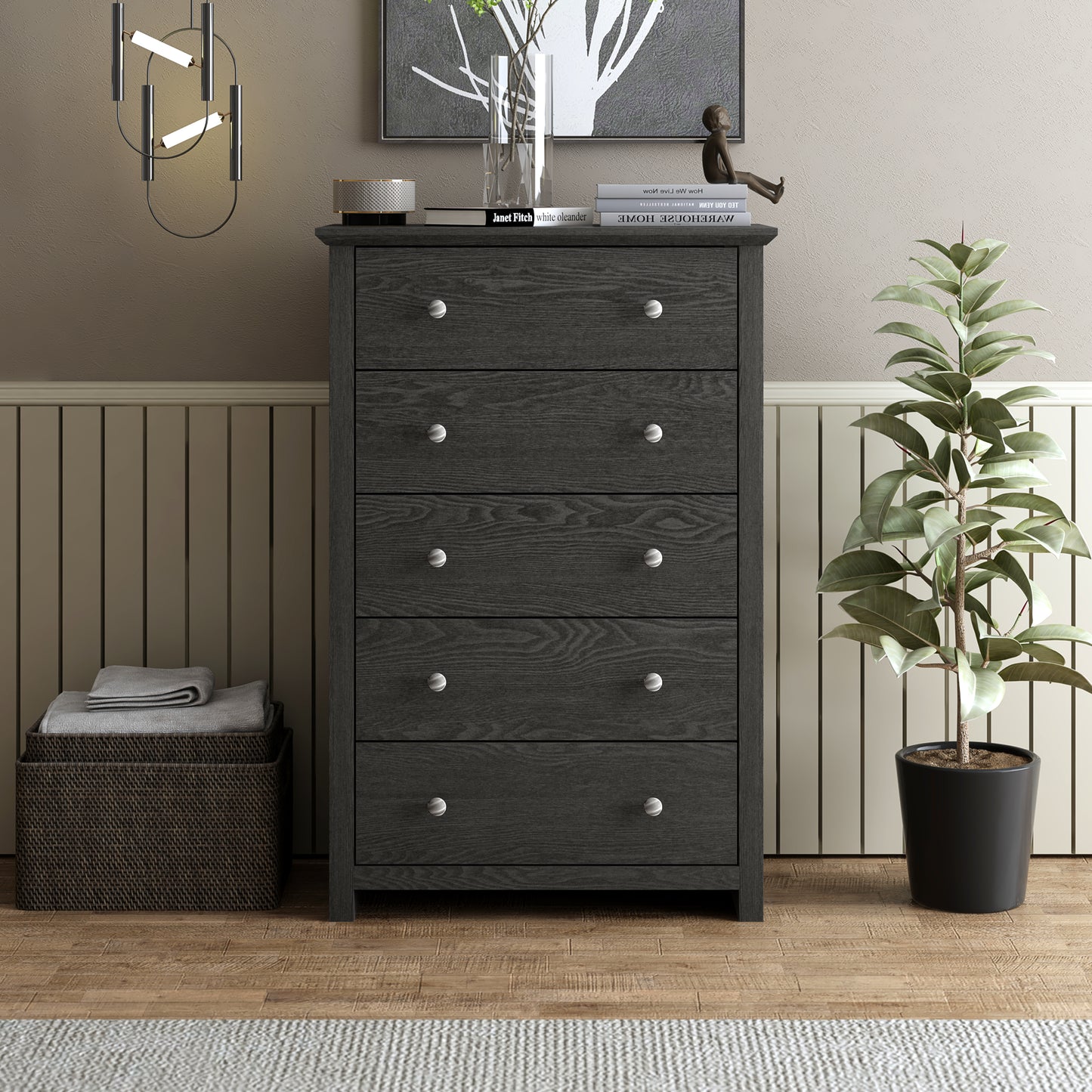 Galano 5-Drawer Dresser with Interlock Safety 31.1" W × 16.9" D × 46.7" H