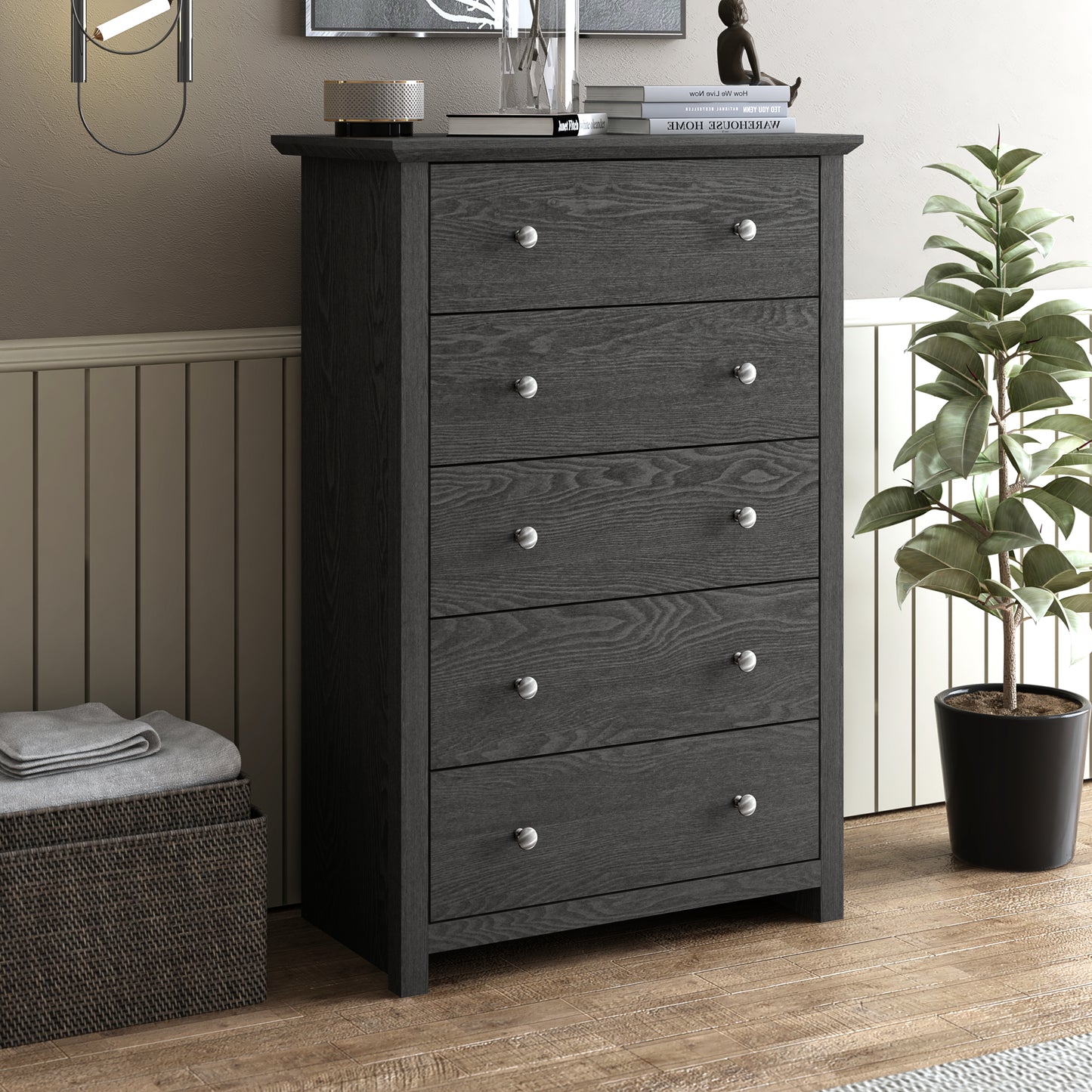 Galano 5-Drawer Dresser with Interlock Safety 31.1" W × 16.9" D × 46.7" H