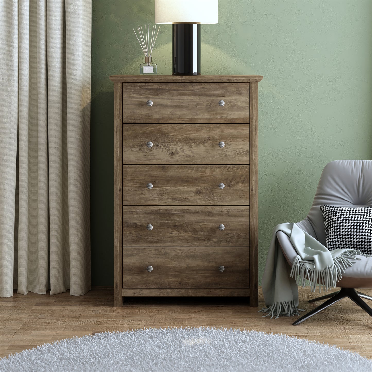 Galano 5-Drawer Dresser with Interlock Safety 31.1" W × 16.9" D × 46.7" H